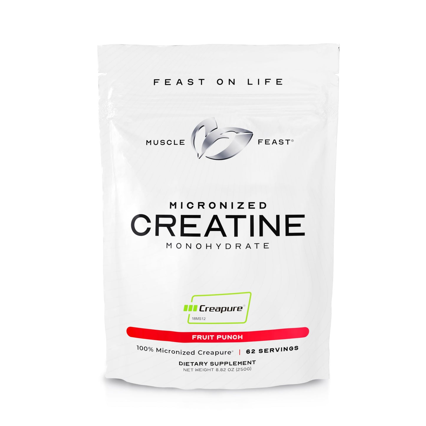 Muscle Feast Creapure - Micronized Creatine Monohydrate Powder | Premium Pre-Workout or Post-Workout | Flavored Creatine for Women & Men | Easy to Mix, Gluten-Free, Safe and Pure, (Fruit Punch, 250g)
