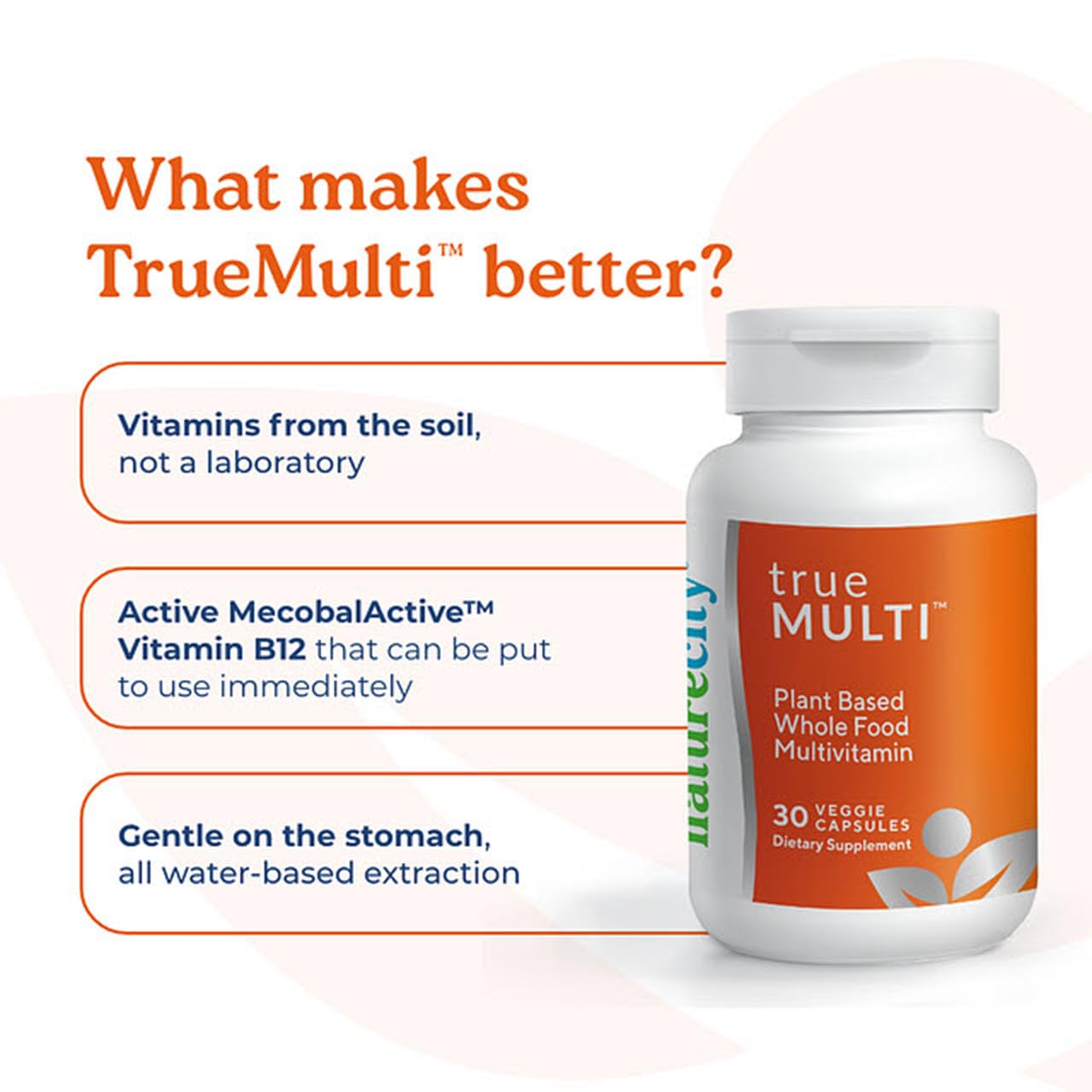 NatureCity TrueMulti Plant Based Daily Adult Multivitamins (30 Veggie Capsules) One a Day Vitamins - Daily Vitamin for Men and Women - Soy Free, Non-GMO, Gluten Free
