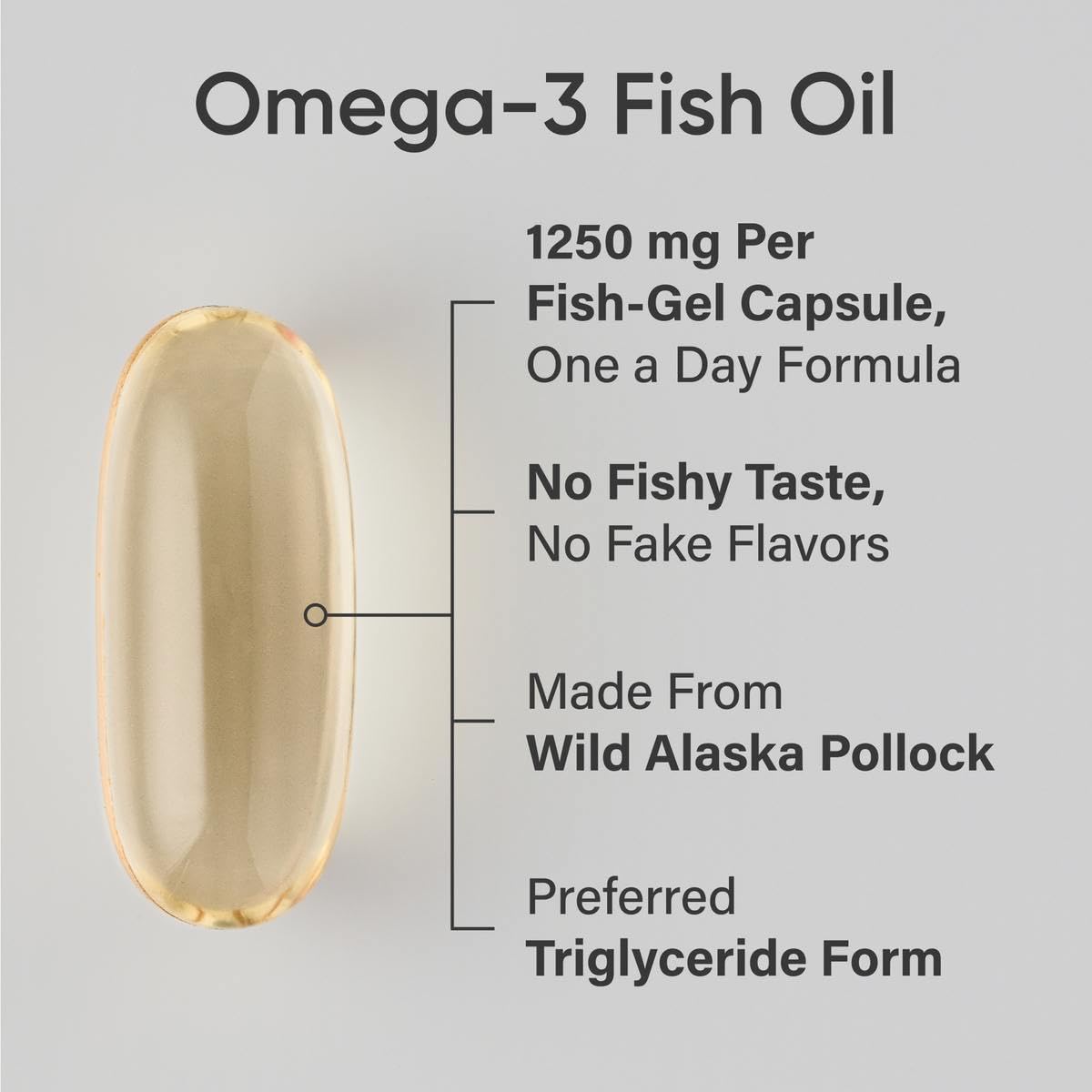 Sports Research Triple Strength Omega 3 Fish Oil 1250mg EPA & DHA from Wild Alaska Pollock Burpless Supplement Sustainably Sourced and Vitamin D3 K2 with Coconut Oil Plant Based Vegan Certified