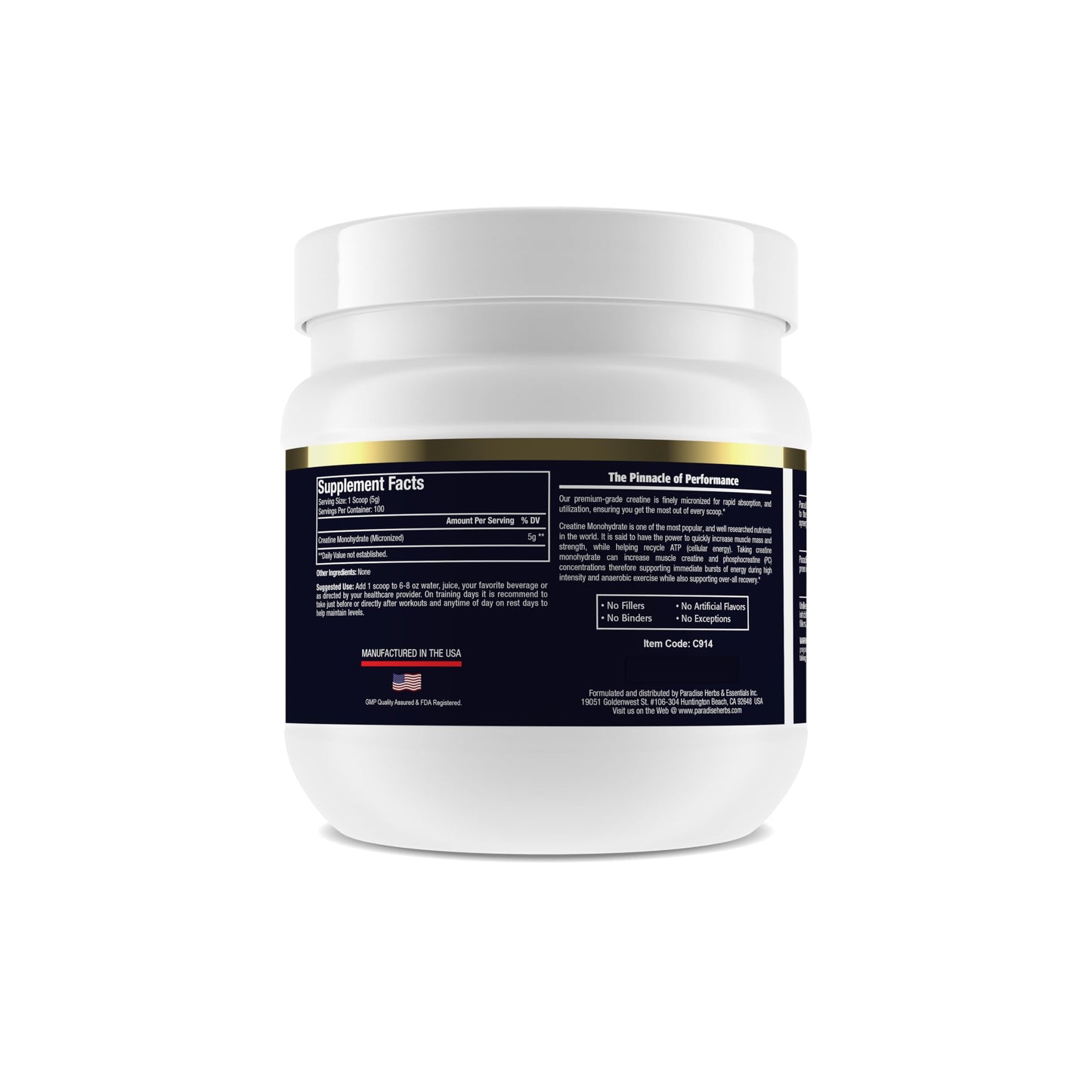 Paradise Creatine Monohydrate Powder - Micronized for Enhanced Absorption - Supports Muscle Building & Athletic Performance - 500g - 100 Servings