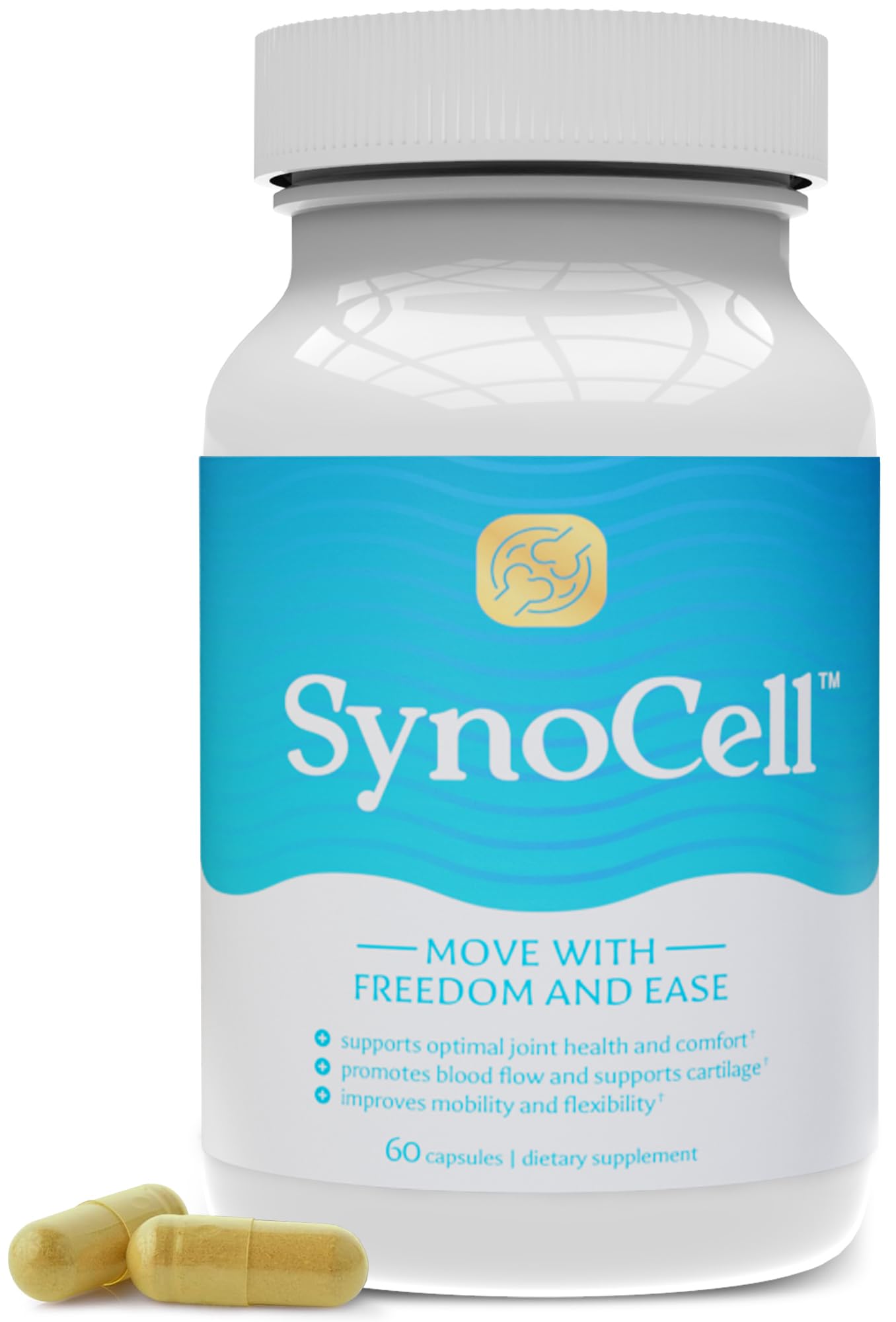 Synocell Glucosamine Chondroitin Complex Back, Neck, and Joint Support Supplement with Boswellia, Quercetin, & MSM - Renew Your Joints from The Inside Out - Move with Freedom and Ease