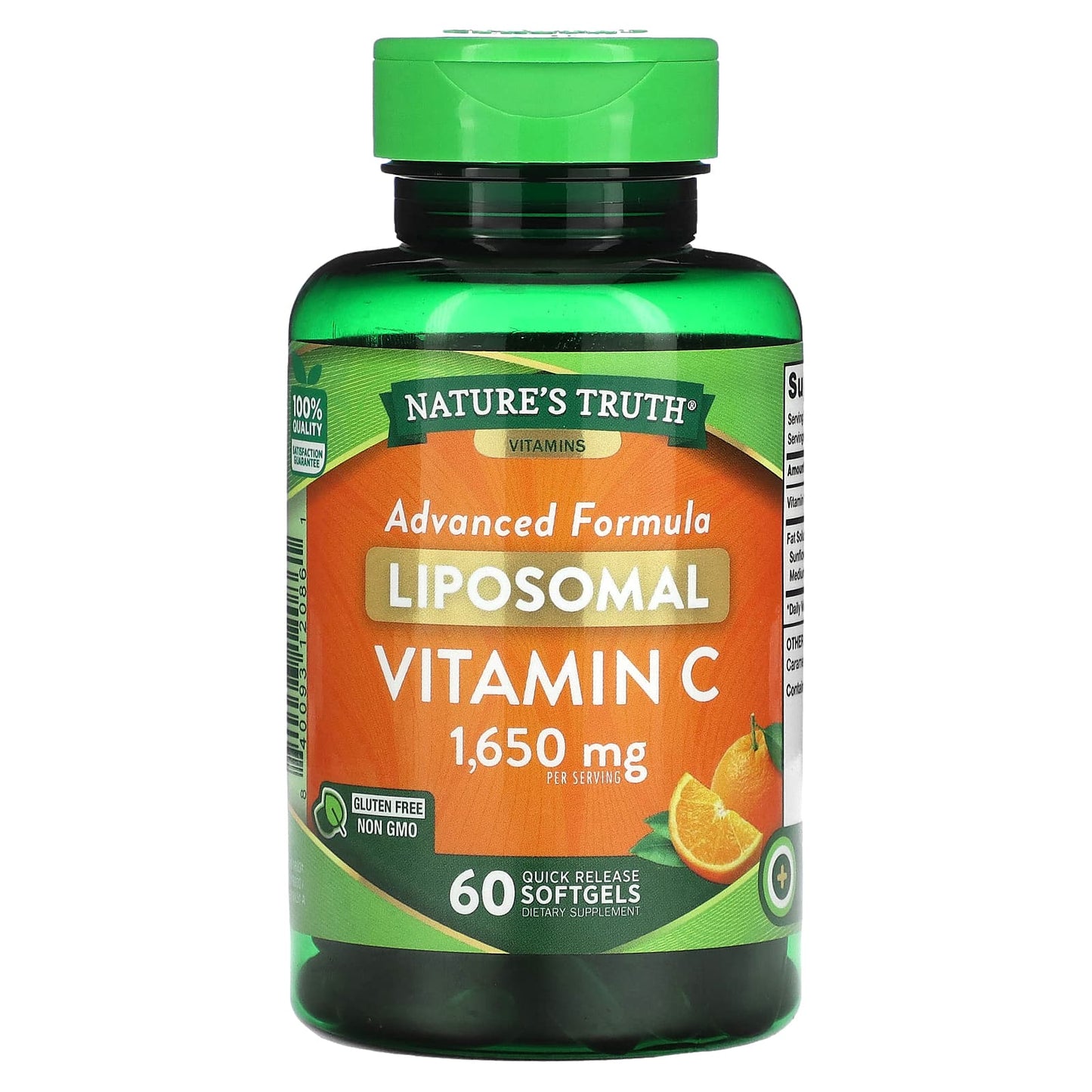 Nature's Truth
Liposomal Vitamin C, Advanced Formula, 1,650 mg, 60 Quick Release Softgels (550 mg per Capsule)