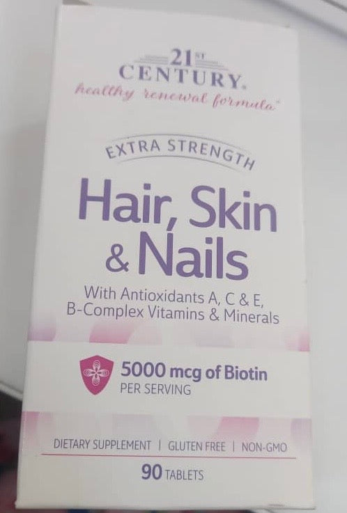 21ST CENTURY EXTRA STRENGTH HAIR, SKIN & NAILS, 90 TABLETS