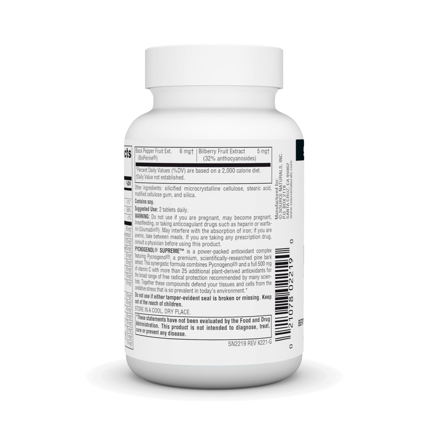 Source Naturals Pycnogenol Supreme, Berry & Botanical Antioxidant Complex* - 30 Tablets
