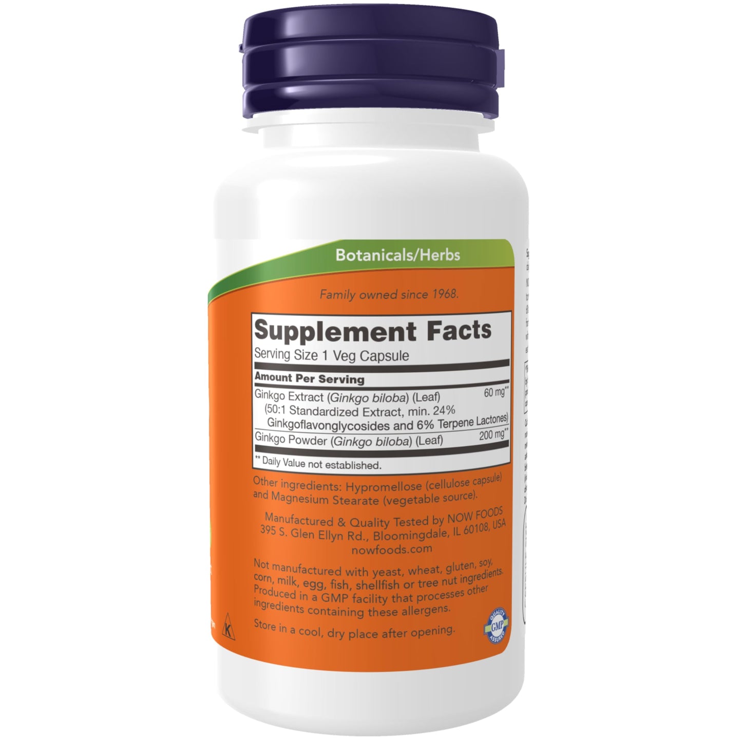 Pre-Order | Arrives in 5–10 Days – NOW Foods Supplements, Ginkgo Biloba 60 mg, 24% Standardized Extract, Non-GMO Project Verified, 60 Veg Capsules