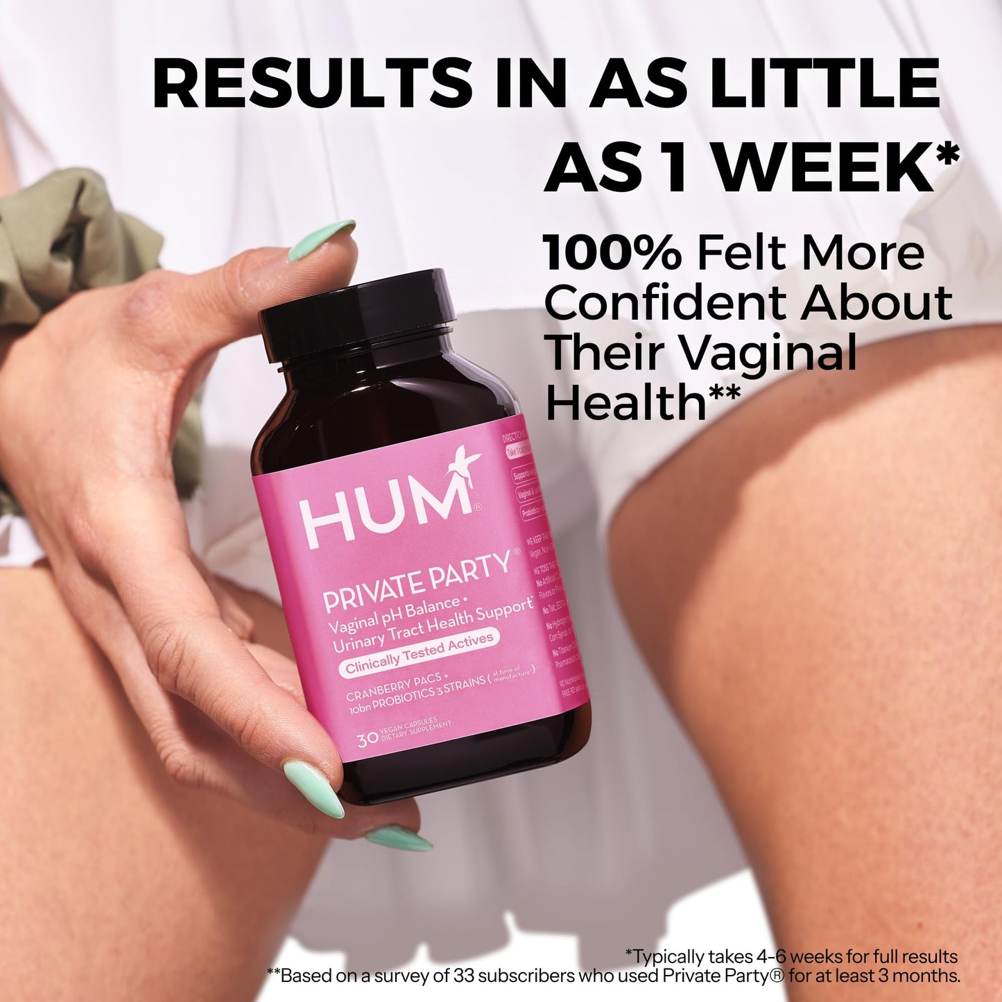 HUM Private Party - Vaginal Probiotics for Women's Health, pH Balance Supplement, and Urinary Tract Support with Cranberry & Lactobacillus Blend | Cranberry Pills, (30 Capsules)