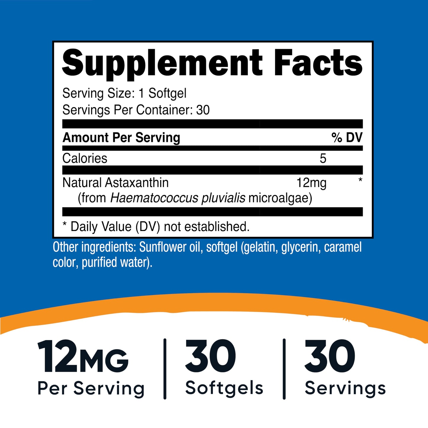 Nutricost Astaxanthin 12mg, 30 Softgels - Non-GMO and Gluten Free