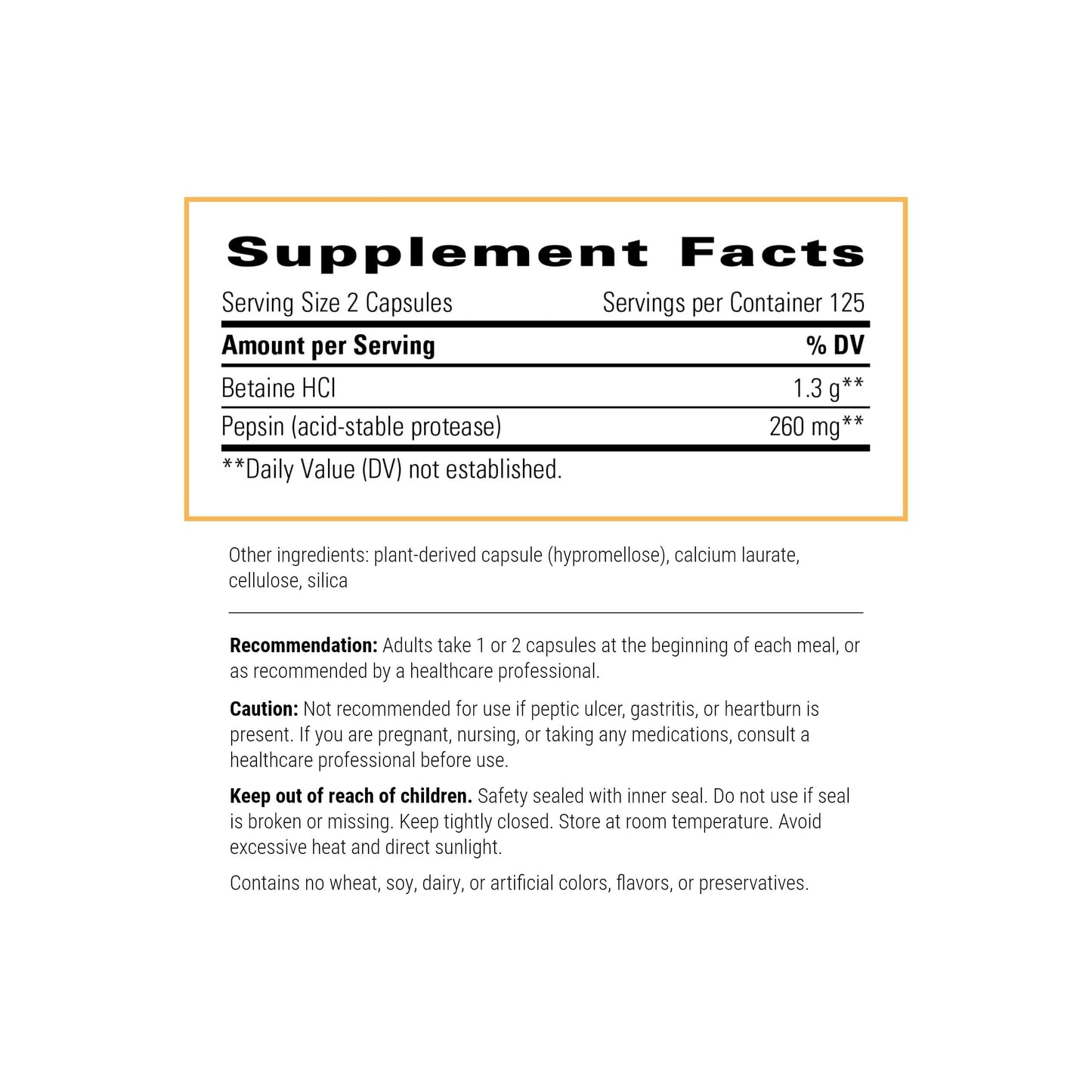 Integrative Therapeutics - Betaine HCI - Support for Healthy Stomach Acidity, Gastric Function, and Protein Digestion* - 250 Capsules