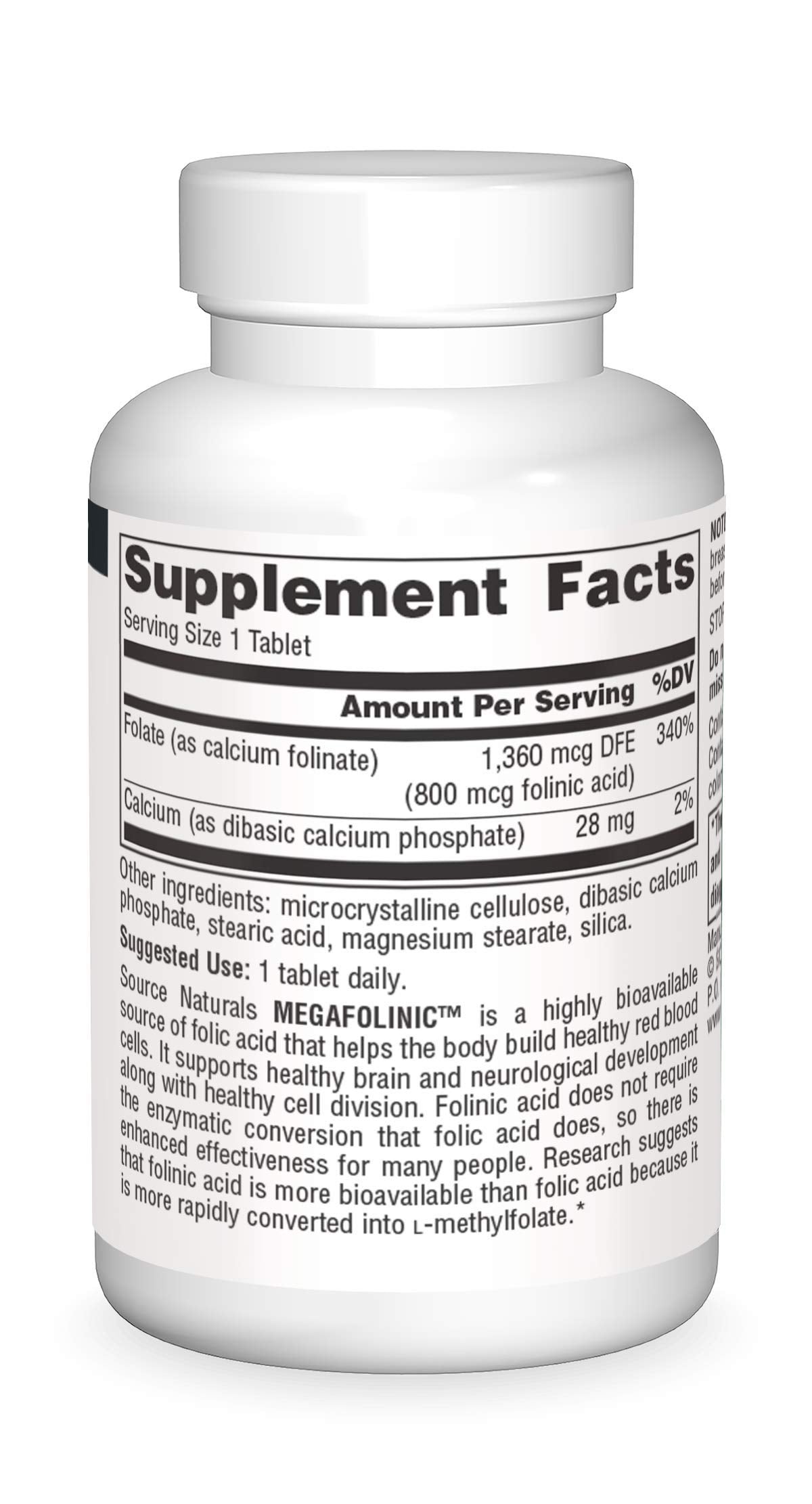 Pre-Order | Arrives in 5–10 Days – Source Naturals MegaFolinic, Bioactive Form of Folic Acid, 800 mcg - 120 Tablets