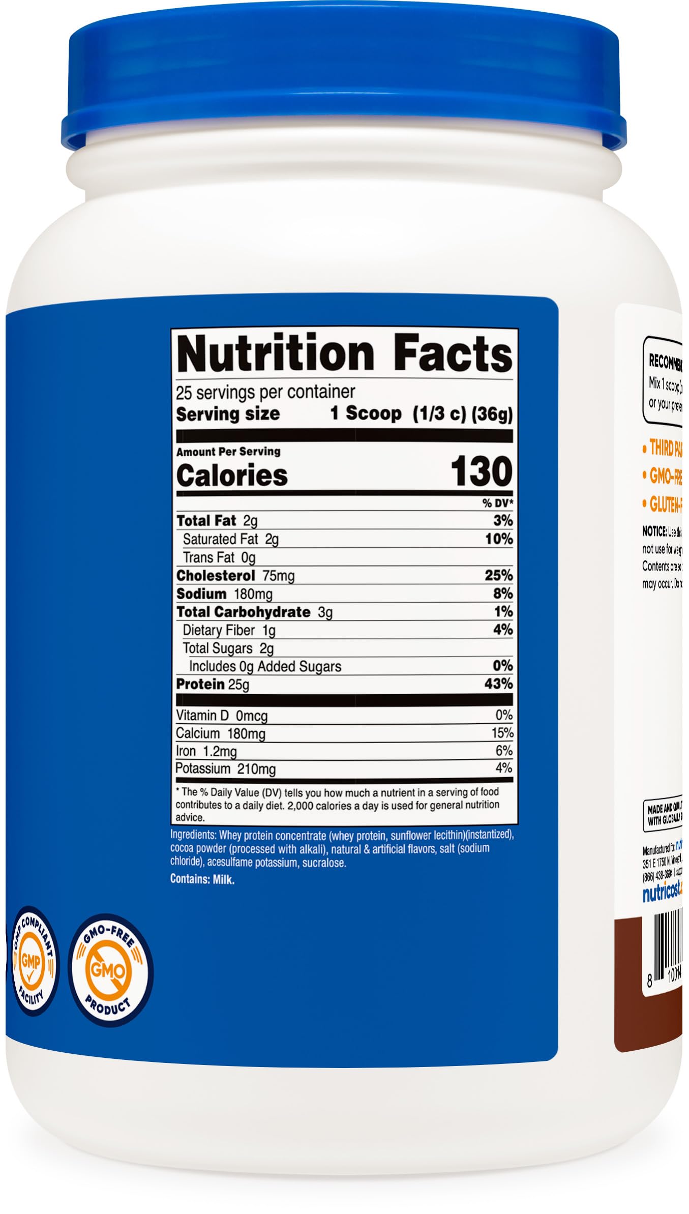 Nutricost Whey Protein Concentrate (Chocolate) 2LBS - Gluten Free & Non-GMO