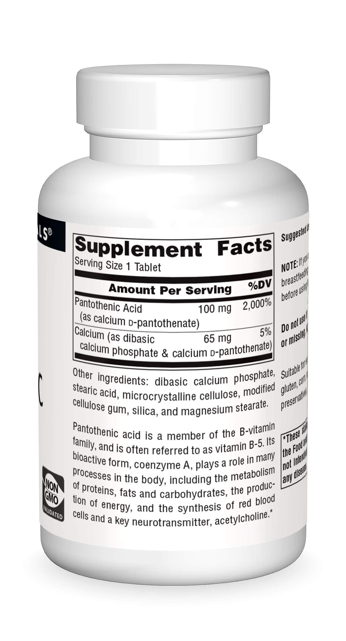 Pre-Order | Arrives in 5–10 Days – Source Naturals Pantothenic Acid 100 mg Vitamin B-5 Dietary Supplement - 250 Tablets
