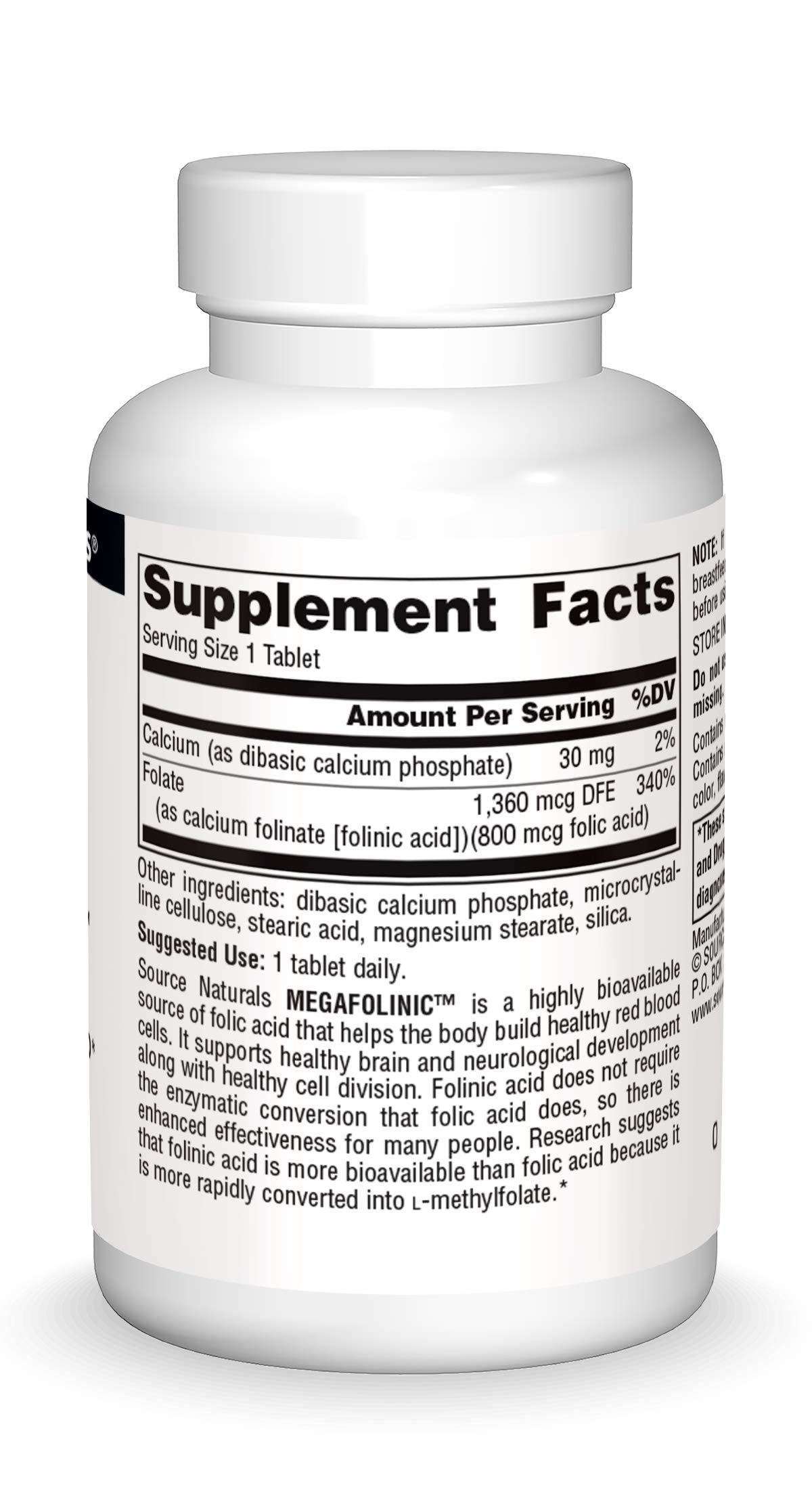 Pre-Order | Arrives in 5–10 Days – Source Naturals MegaFolinic 800mcg - 60 Tablets