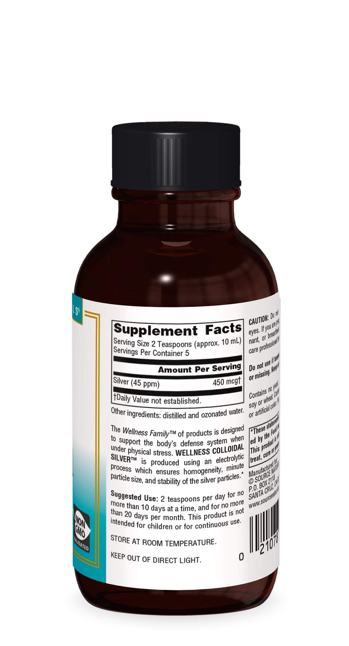 Source Naturals Wellness Colloidal Silver 45 ppm, Supports Physical Well Being* - 2 Fluid oz