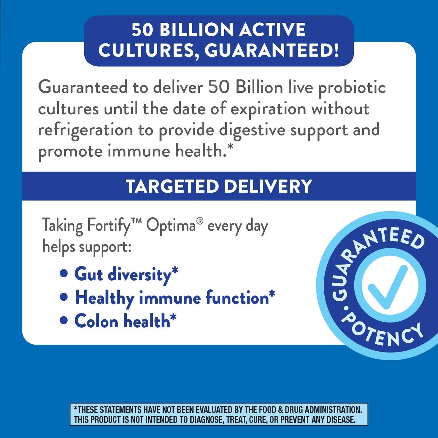 Nature's Way Fortify Optima Probiotic for Adults 50+, 50 Billion Live Cultures, Supports Digestive Balance, Colon & Immune Health*, No Refrigeration Needed, 30 Capsules (Packaging May Vary)