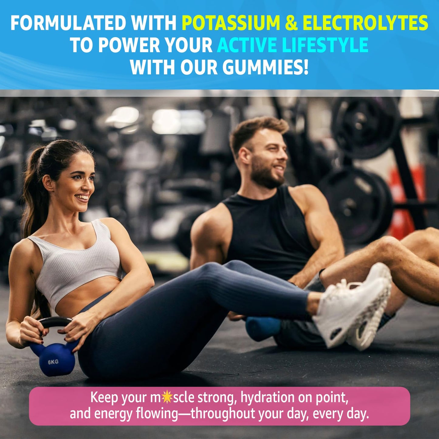 Potassium Citrate Gummies 1666mg for Adults - Potassium Supplement, Magnesium Glycinate, Zinc, B6, B12 & C â Electrolyte Gummies for Energy, Recovery & Leg Cramps, Vegan 60 Cts