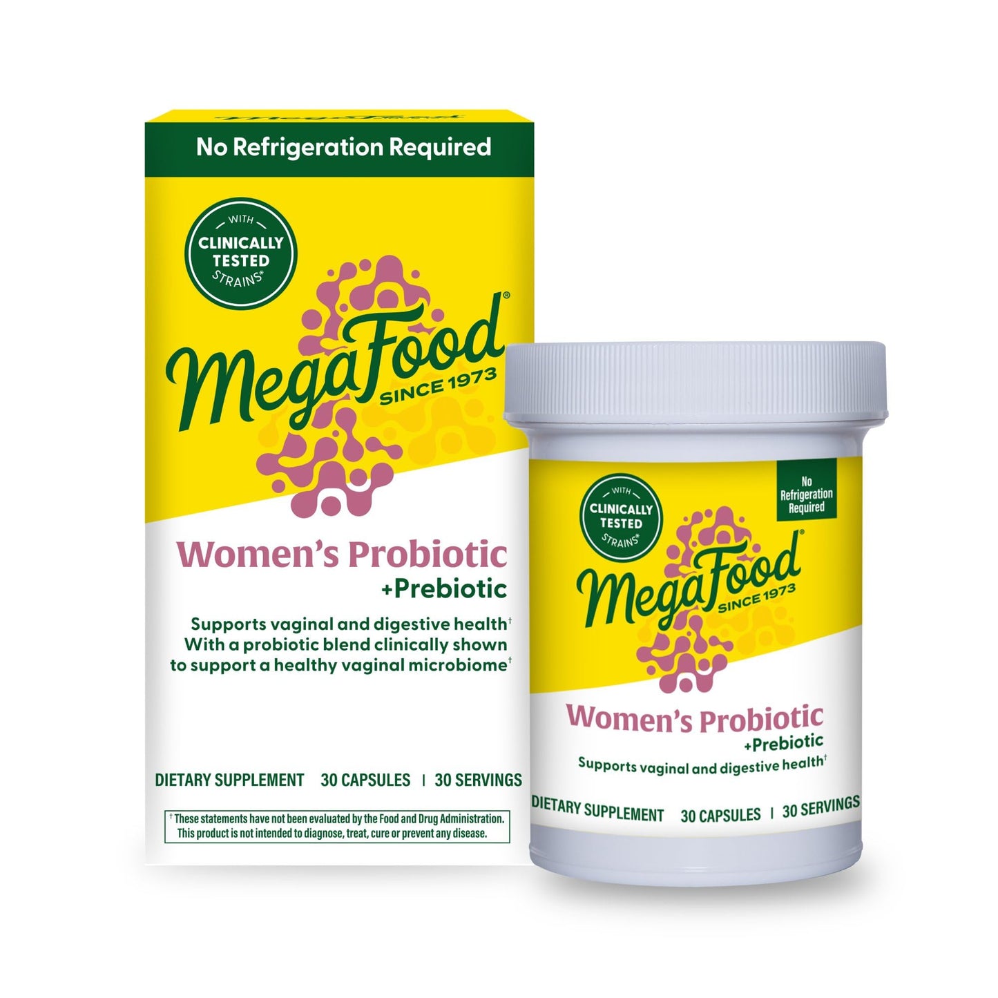 MegaFood Womens Probiotic + Prebiotic - Gluten-Free Prebiotics and Probiotics for Women, Supports Digestive Health & Regularity, Vaginal Probiotics for Healthy pH Levels, Vegetarian - 30 Capsules