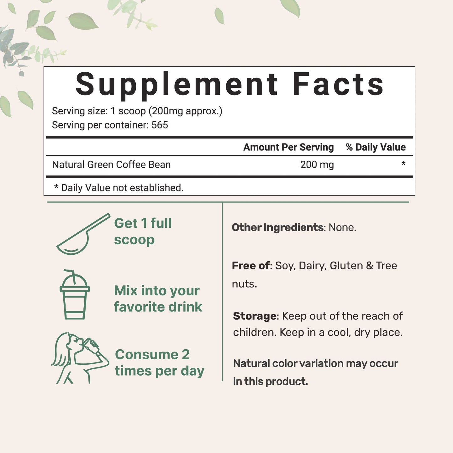 Pre-Order | Arrives in 5–10 Days – Pure Green Coffee Bean Extract, 4 Ounce, Filler Free with Natural Caffeine, Green Coffee Bean Fat Burn Supplement with 50% Chlorogenic Acid, Supports Metabolism and Weight Management, Vegan Friendly