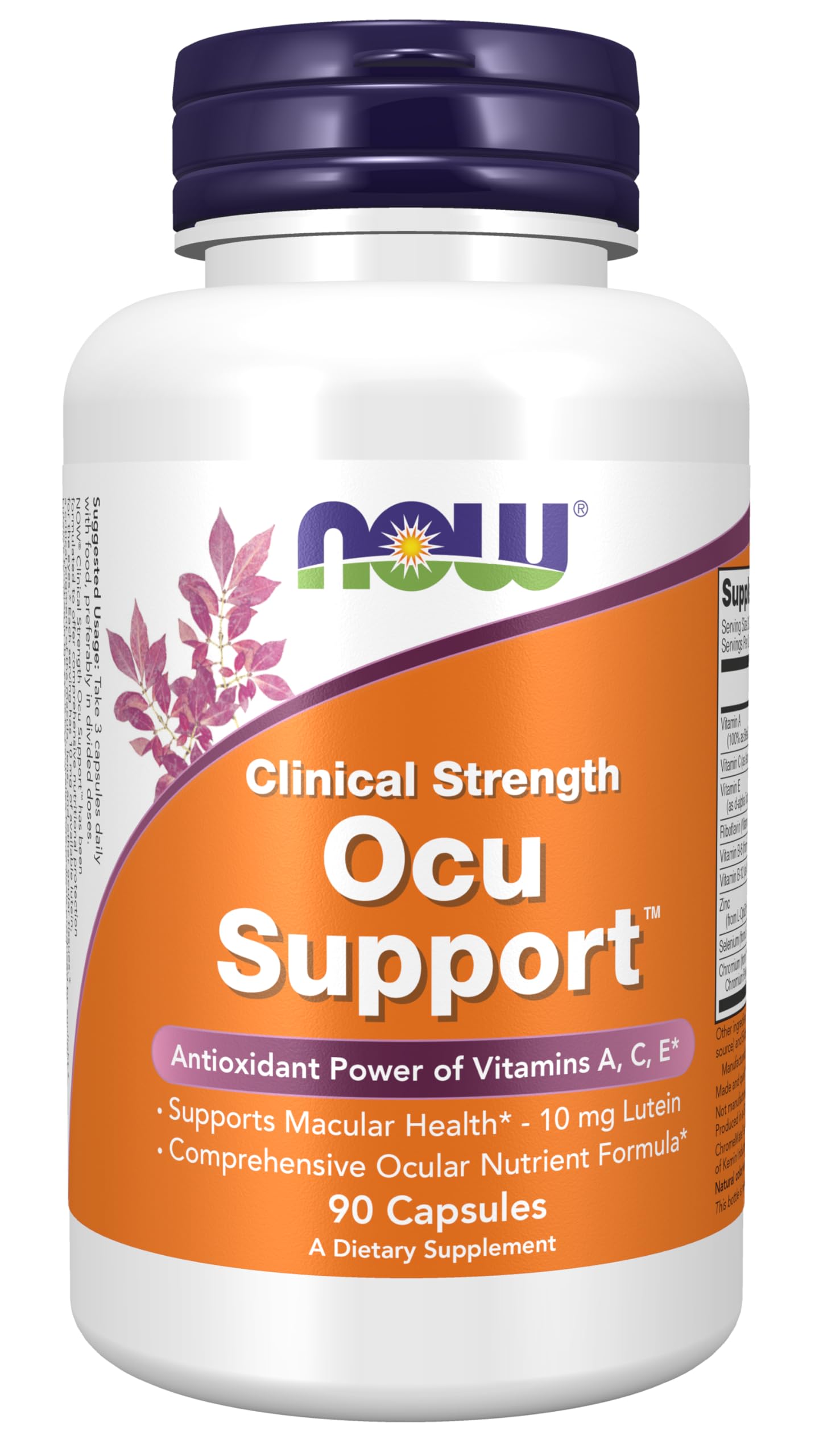 NOW Foods Supplements, Ocu Support™with FloraGLO® Lutein, plus Vitamins A, C and E, 90 Veg Capsules