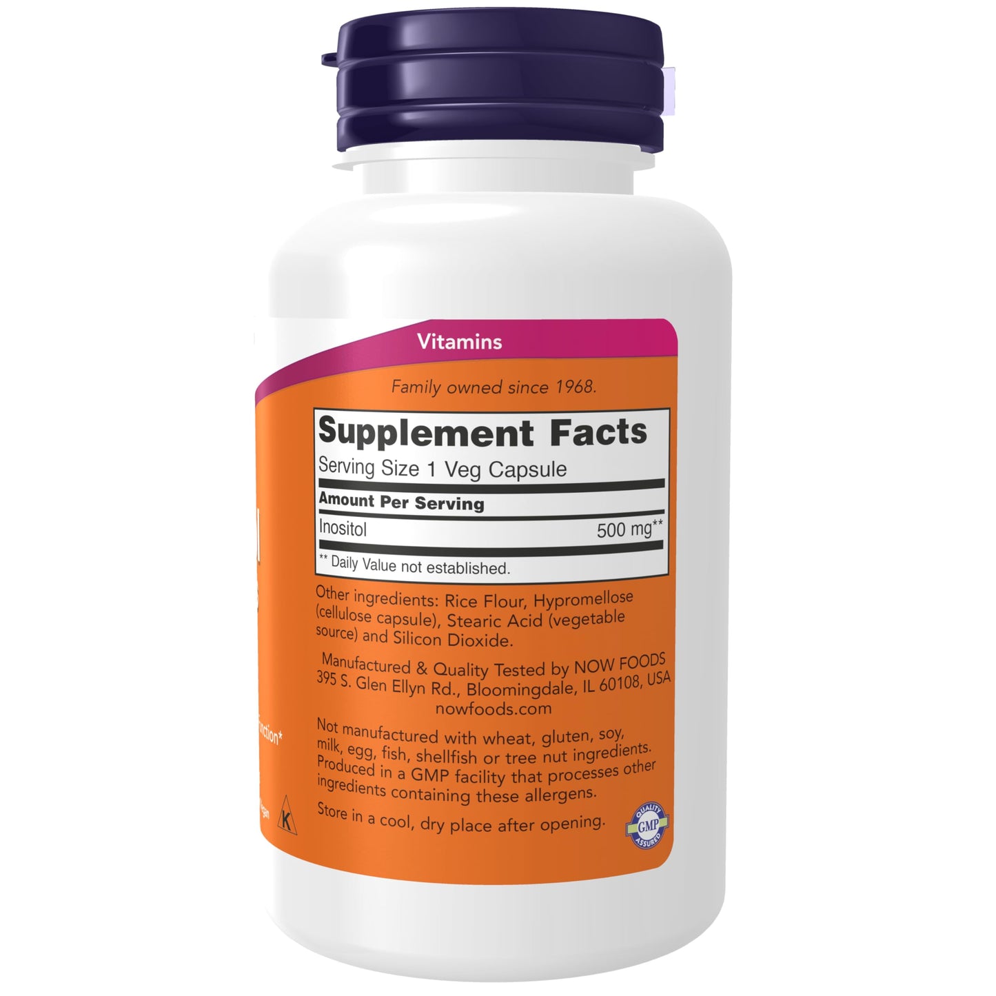Pre-Order | Arrives in 5–10 Days – NOW Foods Supplements, Inositol 500 mg, Healthy Membrane Function*, Cellular Health*, 100 Veg Capsules