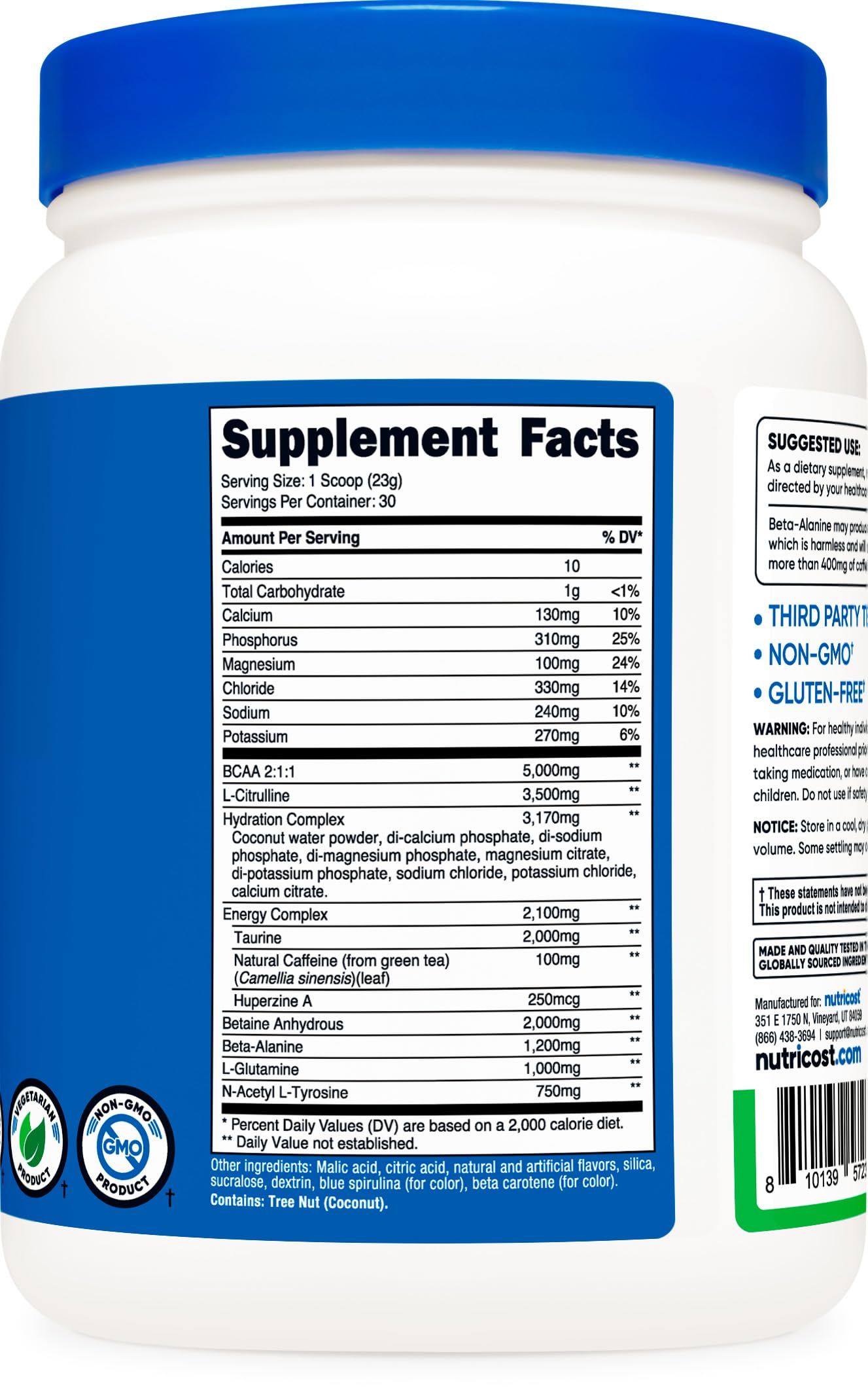 Nutricost Intra Workout Powder, 30 Servings (Green Apple) - Non-GMO, Gluten-Free Supplement