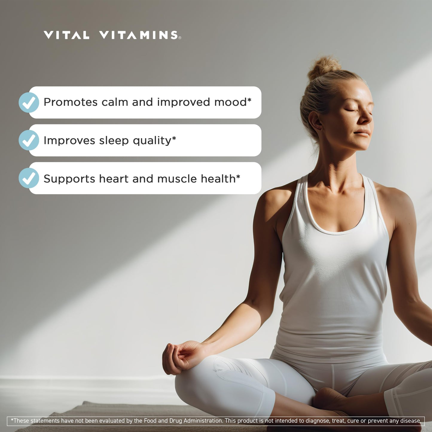 Vital Vitamins Magnesium Glycinate 500mg - High Absorption Formula - Promotes Relaxation, Calmness, & Restful Sleep - Pure Magnesium Supplement for Men & Women - 180 Capsules, Vegan, Non-GMO