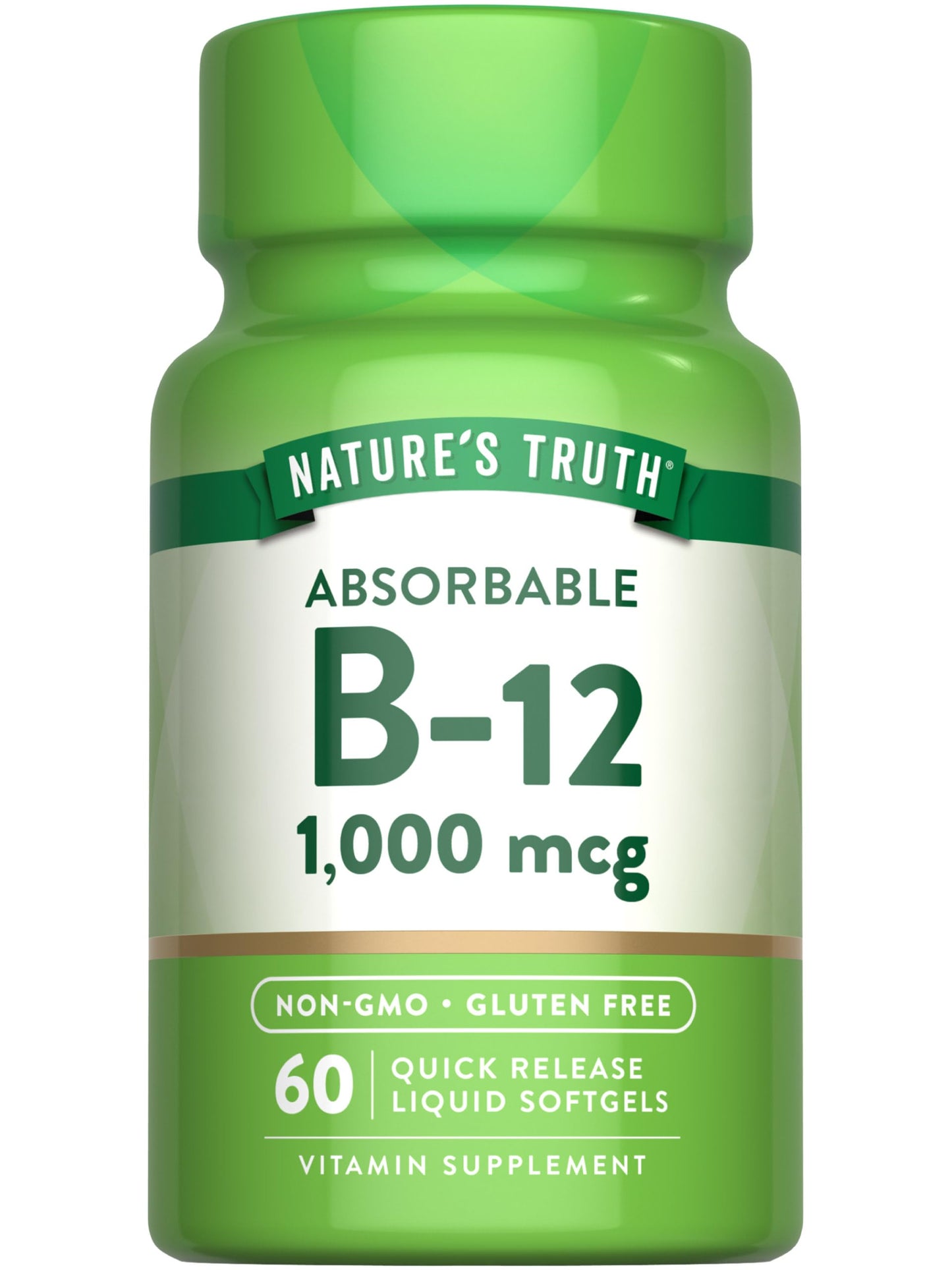 Nature's Truth Vitamin B12 | 1000 mcg | 60 Softgels | Non-GMO & Gluten Free Supplement