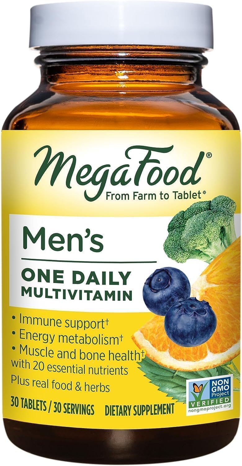 MegaFood One Daily Mens Multivitamins - Multivitamin for Men - Vitamin C, Vitamin D3 & Vitamin B12 - Muscle, Energy Metabolism & Immune Support - Vegetarian, Gluten Free - 30 Tablets, 30 Servings