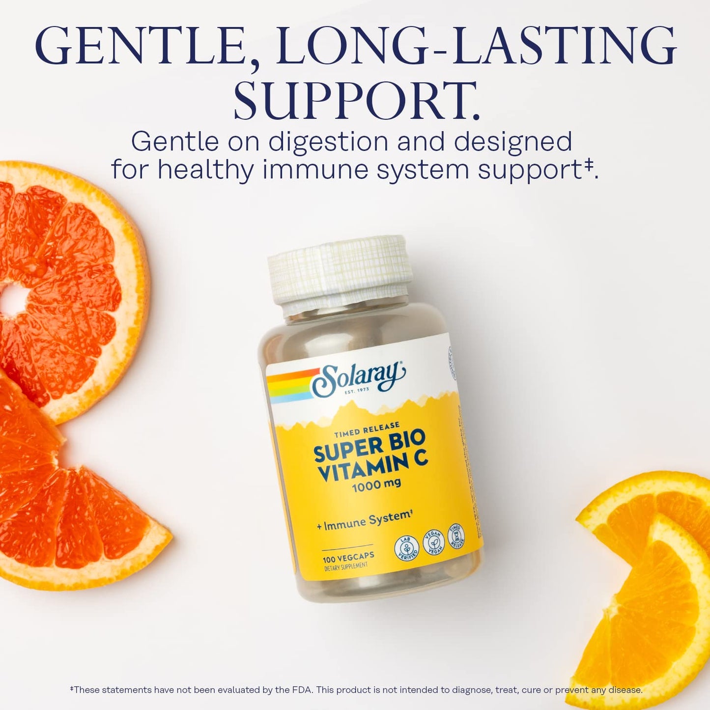 Pre-Order | Arrives in 5–10 Days – SOLARAY Super Bio Buffered Vitamin C 1000mg, Two-Stage, Timed Release Vitamin C with Bioflavonoids, Immune Support Supplement - High Absorption, Vegan, 60 Day Guarantee, 50 Servings, 100 VegCaps