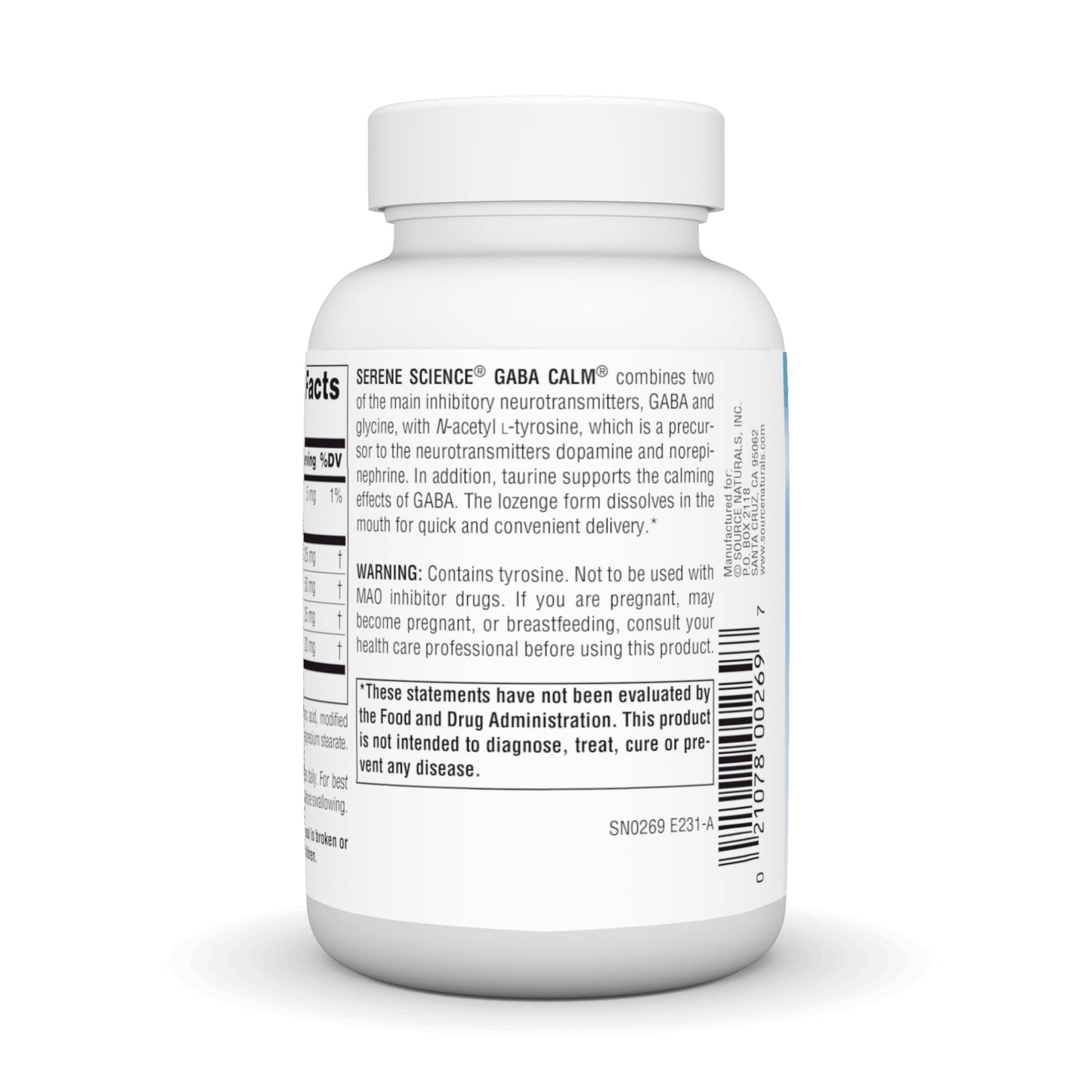 Pre-Order | Arrives in 5–10 Days – Source Naturals Serene Science, GABA Calm - Supports A Calming Mood, Quick Dissolving Orange Flavor* - 120 Lozenges
