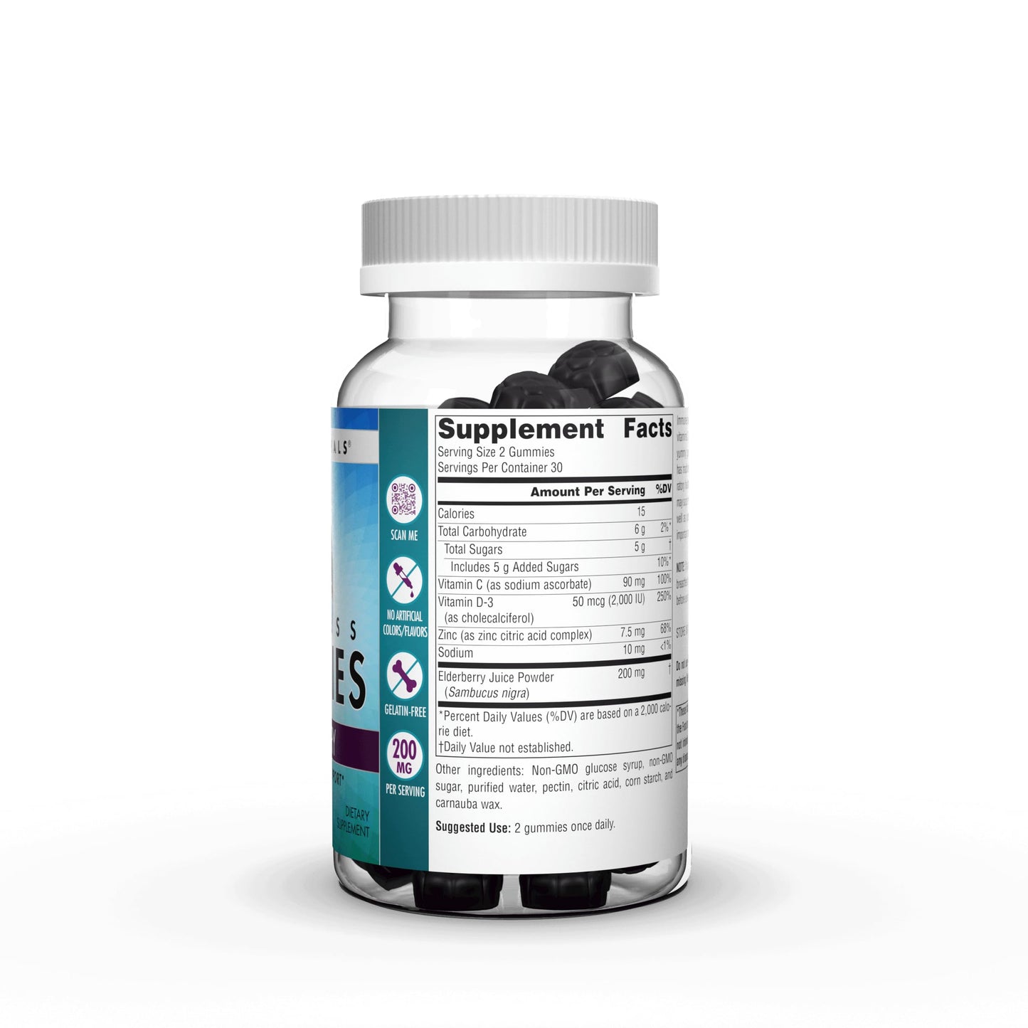 Pre-Order | Arrives in 5–10 Days – Source Naturals Wellness Elderberry Gummies, Promotes Immune Support*, 200 mg - Antioxidant Support - 60 Gummies