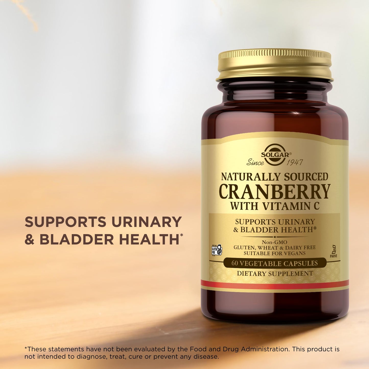 Solgar Cranberry with Vitamin C - 60 Vegetable Capsules - Supports Urinary & Bladder Health - Non-GMO, Vegan, Kosher, Gluten Free - 60 Servings
