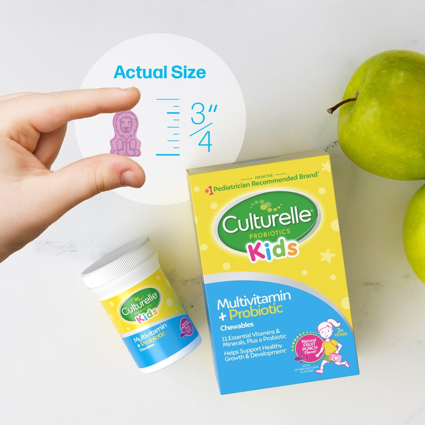 Pre-Order | Arrives in 5–10 Days – Culturelle Kids Complete Chewable Multivitamin + Probiotic For Kids, Ages 3+, 50 Count, Digestive Health, Oral Health & Immune Support - With 11 Vitamins & Minerals, including Vitamin C, D3 & Zinc