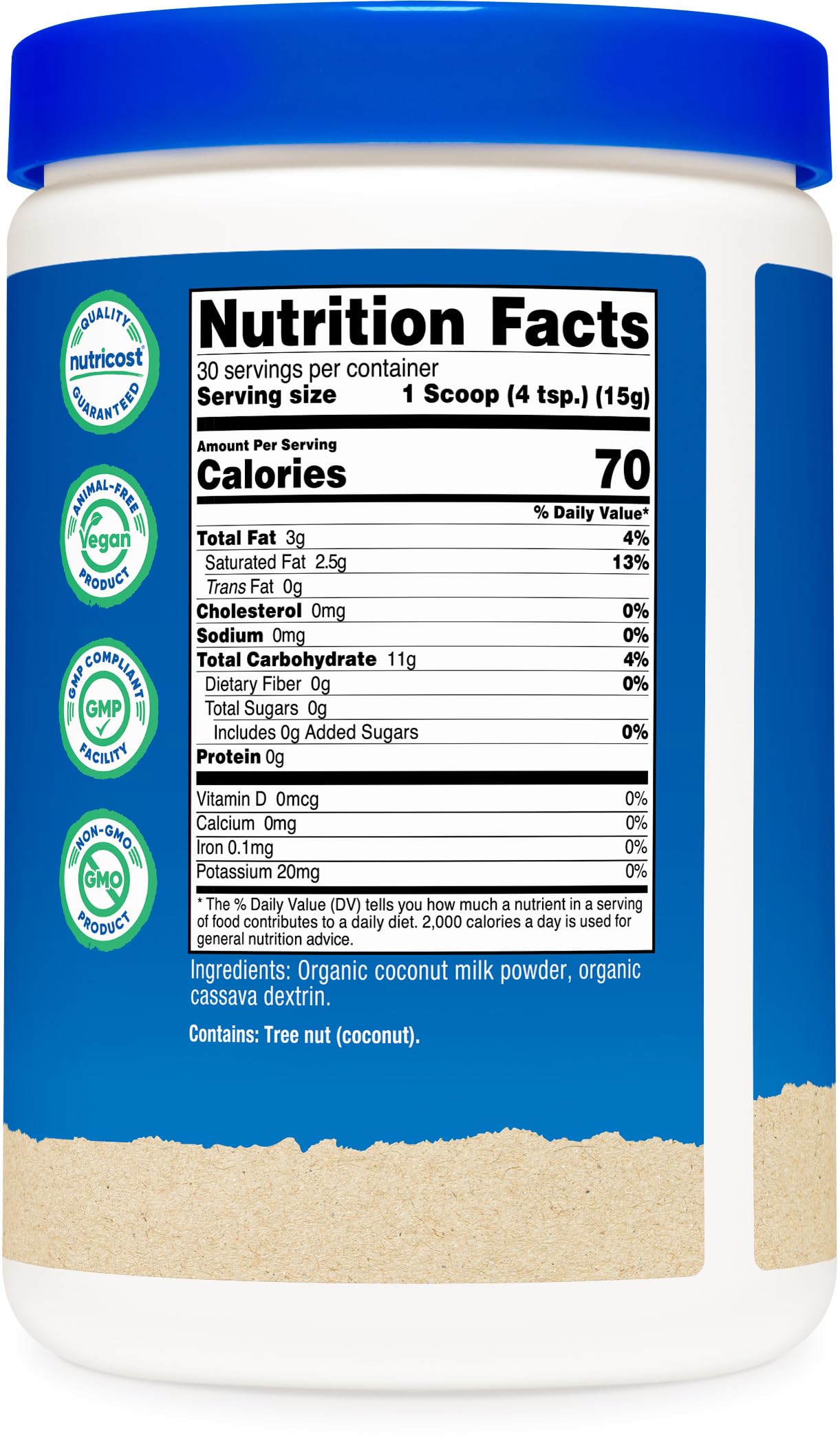 Pre-Order | Arrives in 5–10 Days – Nutricost Organic Coconut Milk Powder 1LB - Non-GMO, Certified Organic Coconut Milk Powder