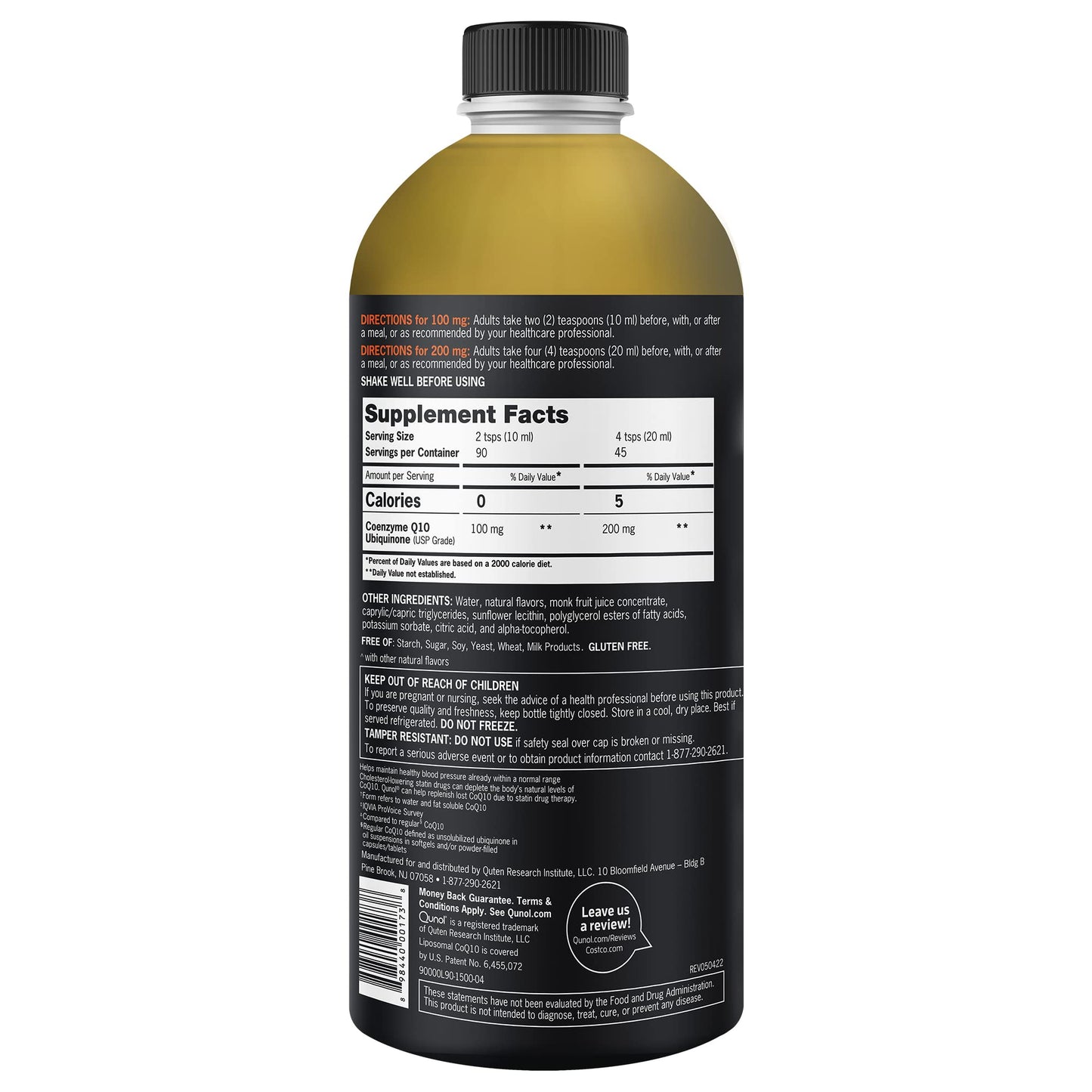 Qunol CoQ10 Liquid Supplement 100mg, Superior Absorption, Natural Form of Coenzyme Q10, Antioxidant for Heart Health, Orange Pineapple Flavored, 90 Servings, 30.4 oz Bottle