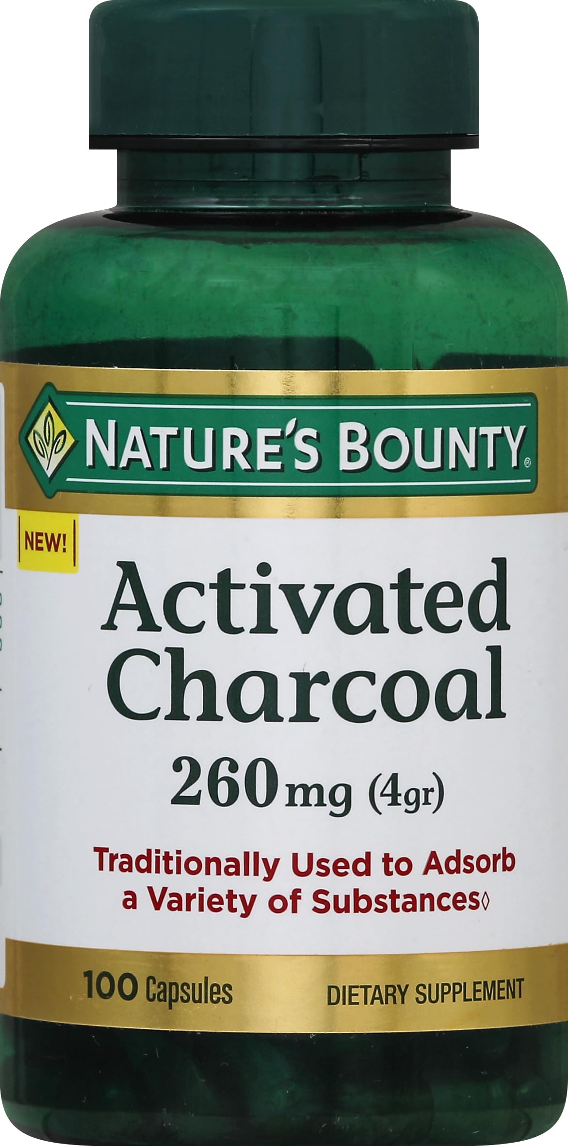 Nature's Bounty Activated Charcoal 260 mg, 100 Capsules, Dietary Supplement to Support a Healthy Lifestyle