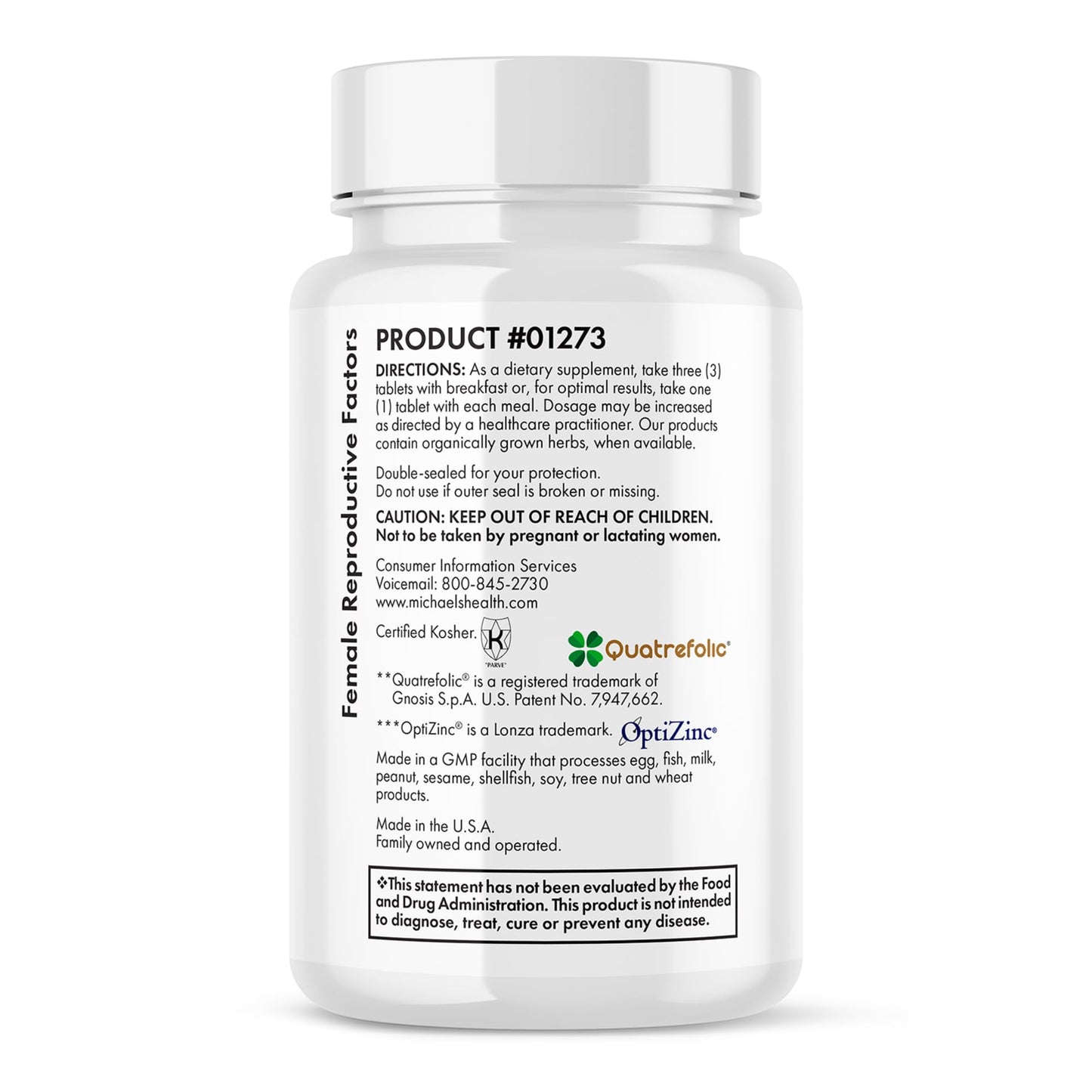 MICHAEL'S Health Naturopathic Programs Male & Female Reproductive Factors Couples' Pack - 60 Vegetarian Tablets Per Bottle - Nutrients for Conception Support - 20 Servings Per Bottle