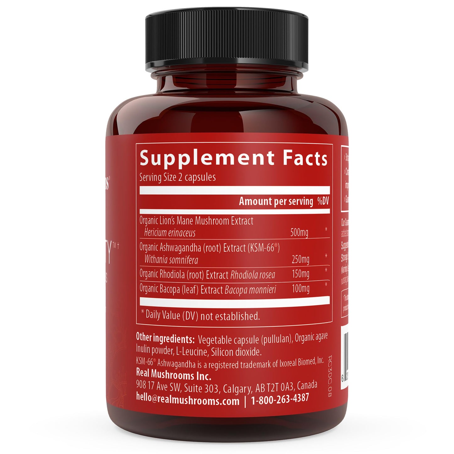 Real Mushrooms RealClarity Capsules – Lion’s Mane, KSM-66 Ashwagandha, Cordyceps & Reishi – Mental Sharpness, Alertness. & Adaptogenic Support – Vegan, Non-GMO – 60 Count Mushroom Supplement