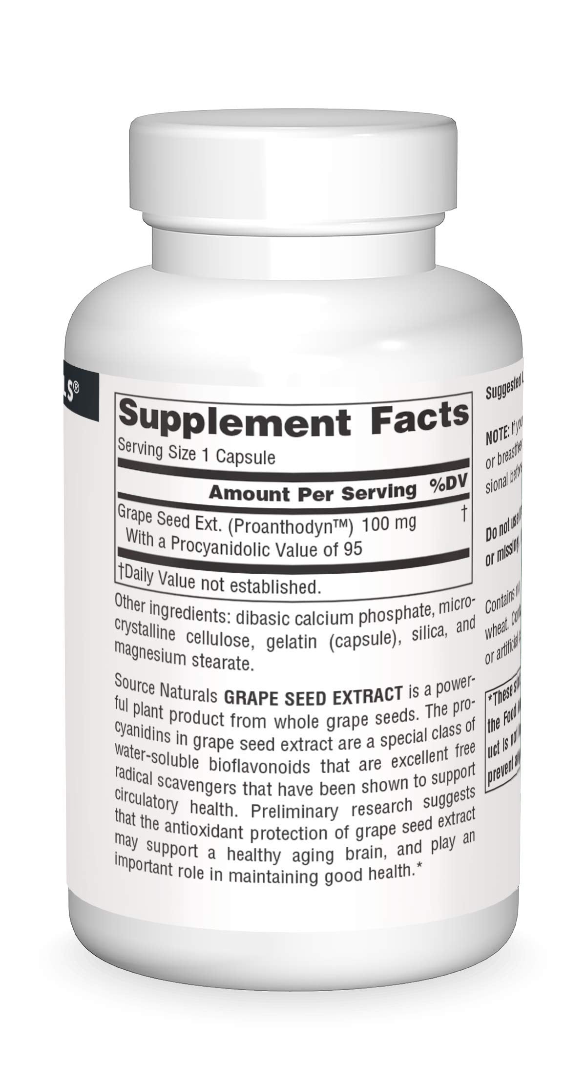 Pre-Order | Arrives in 5–10 Days – Source Naturals Grape Seed Extract, Proanthodyn 100 mg Antioxidant Protection & Supports Healthy Aging Brain - 120 Capsules