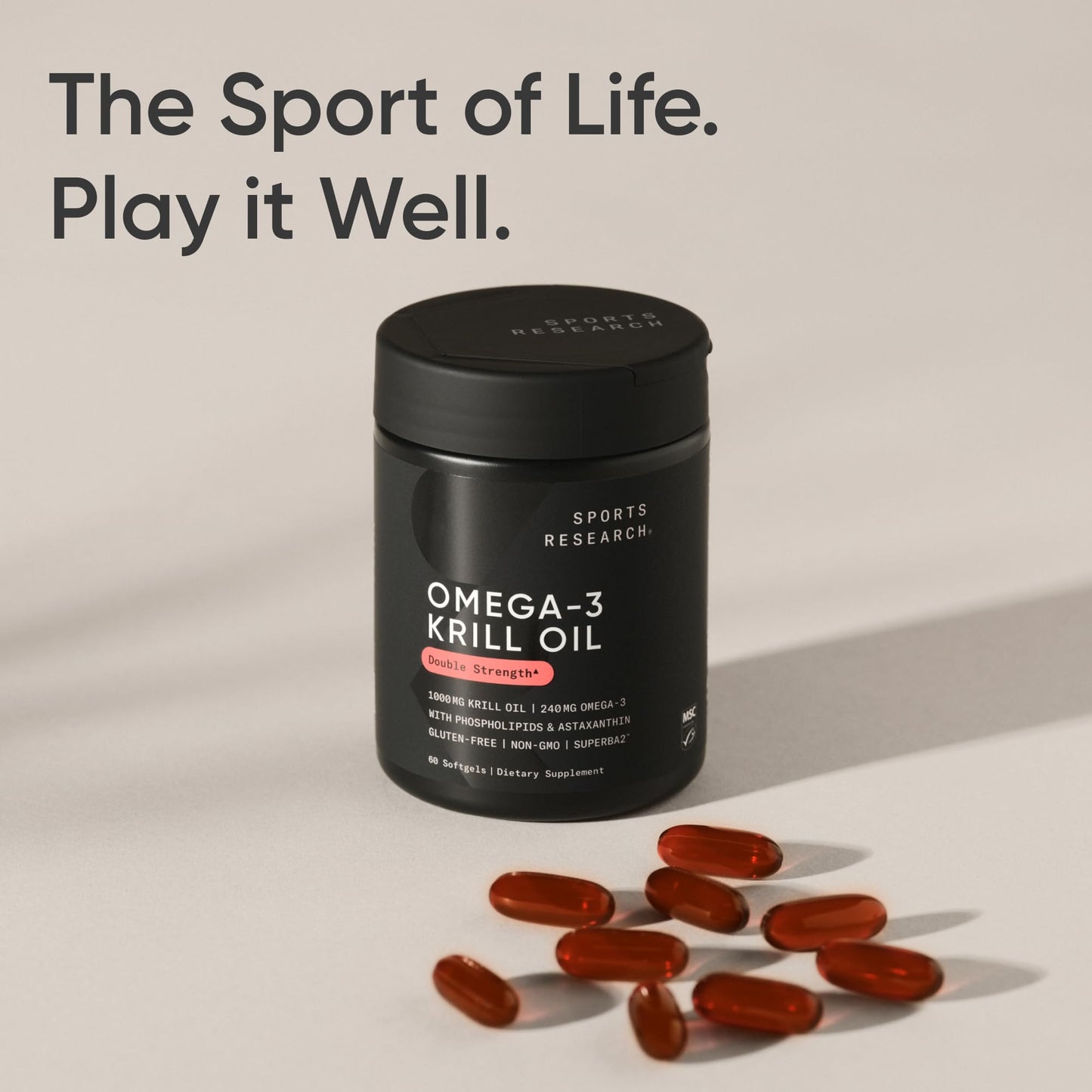 Sports Research Antarctic Krill Oil Omega 3 1000mg (Double Strength) with Phospholipids, Choline & Astaxanthin, Triple Strength Omega 3 Fish Oil Single-Source Wild Alaska Pollock 1250mg, Vitamin D3 K2
