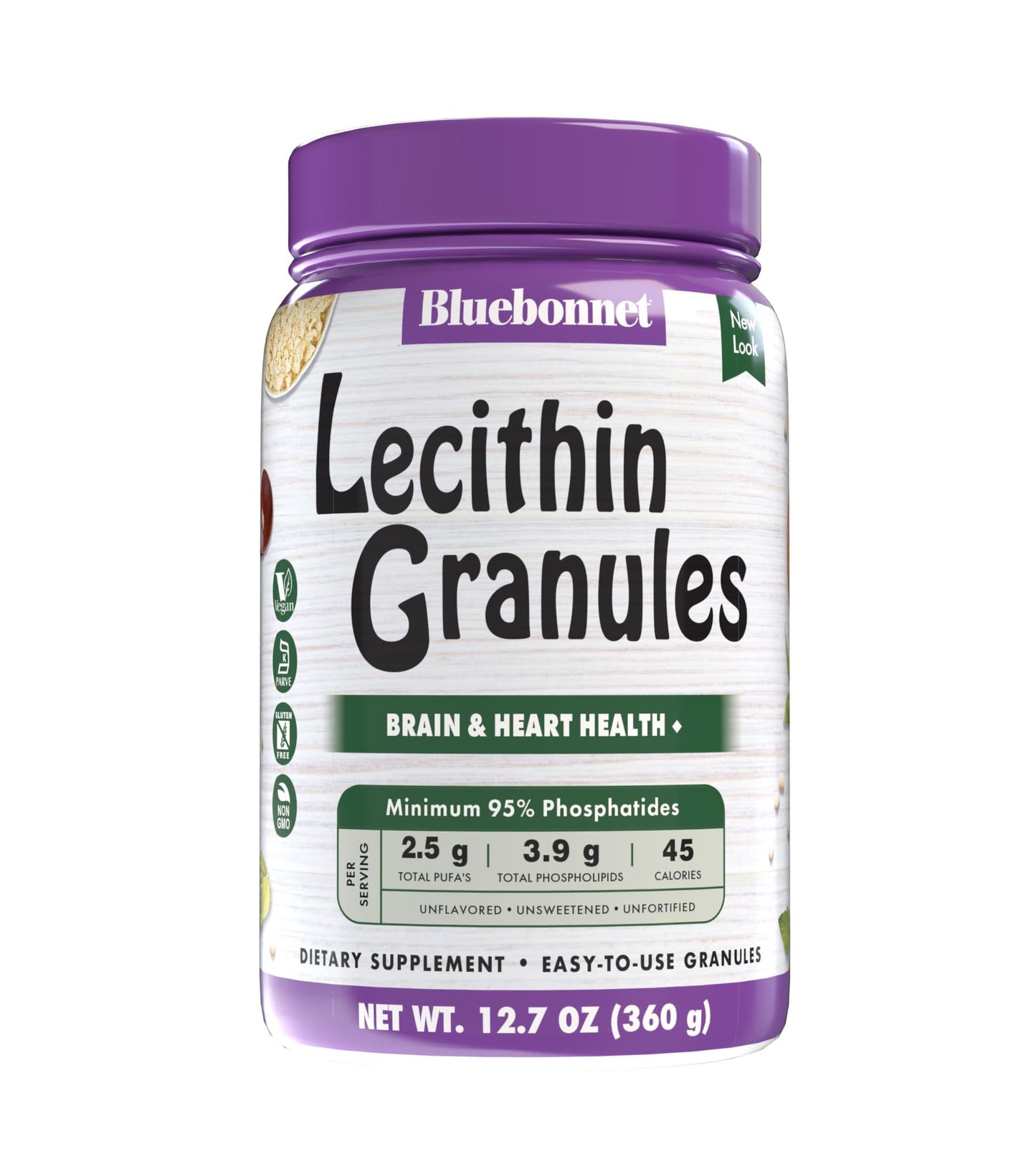 BlueBonnet Nutrition Super Earth Lecithin Granules, Derived From Non-GMO Soy, Gluten-Free, Vegan, Kosher Certified, No Sugar Added, 12.7 oz, Yellow, 12.7 Oz