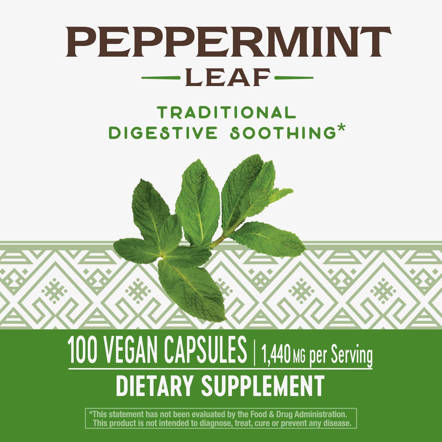 Nature's Way Premium Herbal Peppermint Leaf, Traditional Digestive Soothing and Discomfort Support*, 700mg per Serving, 100 Capsules (Pack of 2)