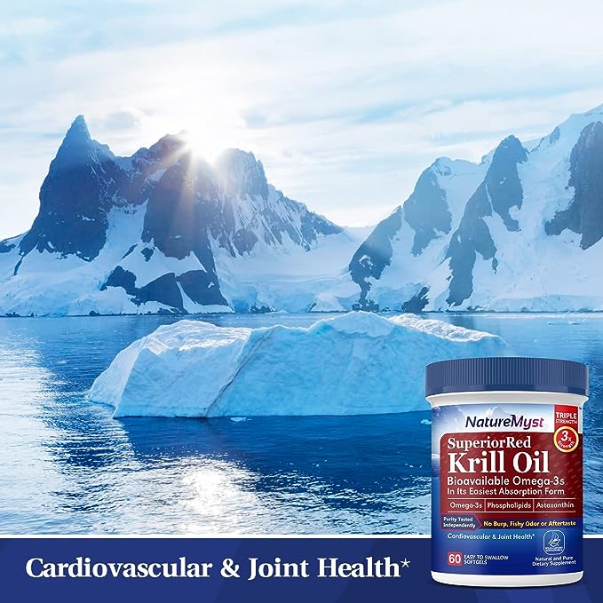 NatureMyst Krill Oil, Professional Grade 60 Liquid Softgels, Non-GMO, Gluten Free, Made in The USA