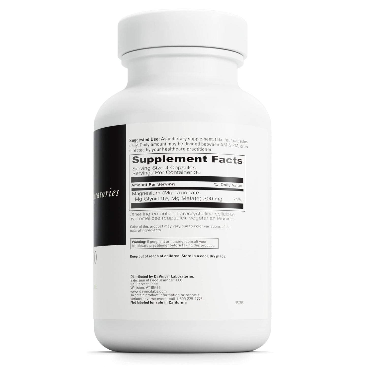 Pre-Order | Arrives in 5–10 Days – DaVinci Labs Tri-Mag 300 - Chelated Magnesium Supplement with Glycinate, Taurinate & Malate - Helps Support Adrenal Hormone Balance, Nutrient Absorption, Nerve Function & Bone Health* - 120 Capsules