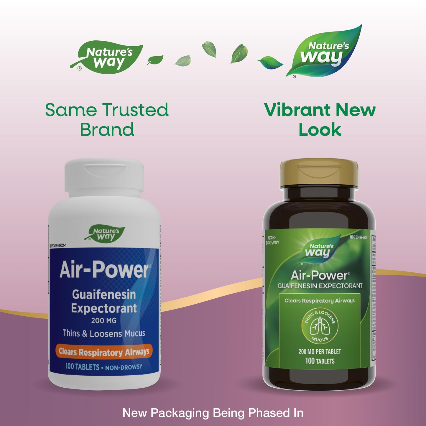 Nature’s Way Air-Power, Guaifenesin Expectorant, Clears Respiratory Airways, Thins & Loosens Mucus, Vegan, 100 Tablets (Packaging May Vary)