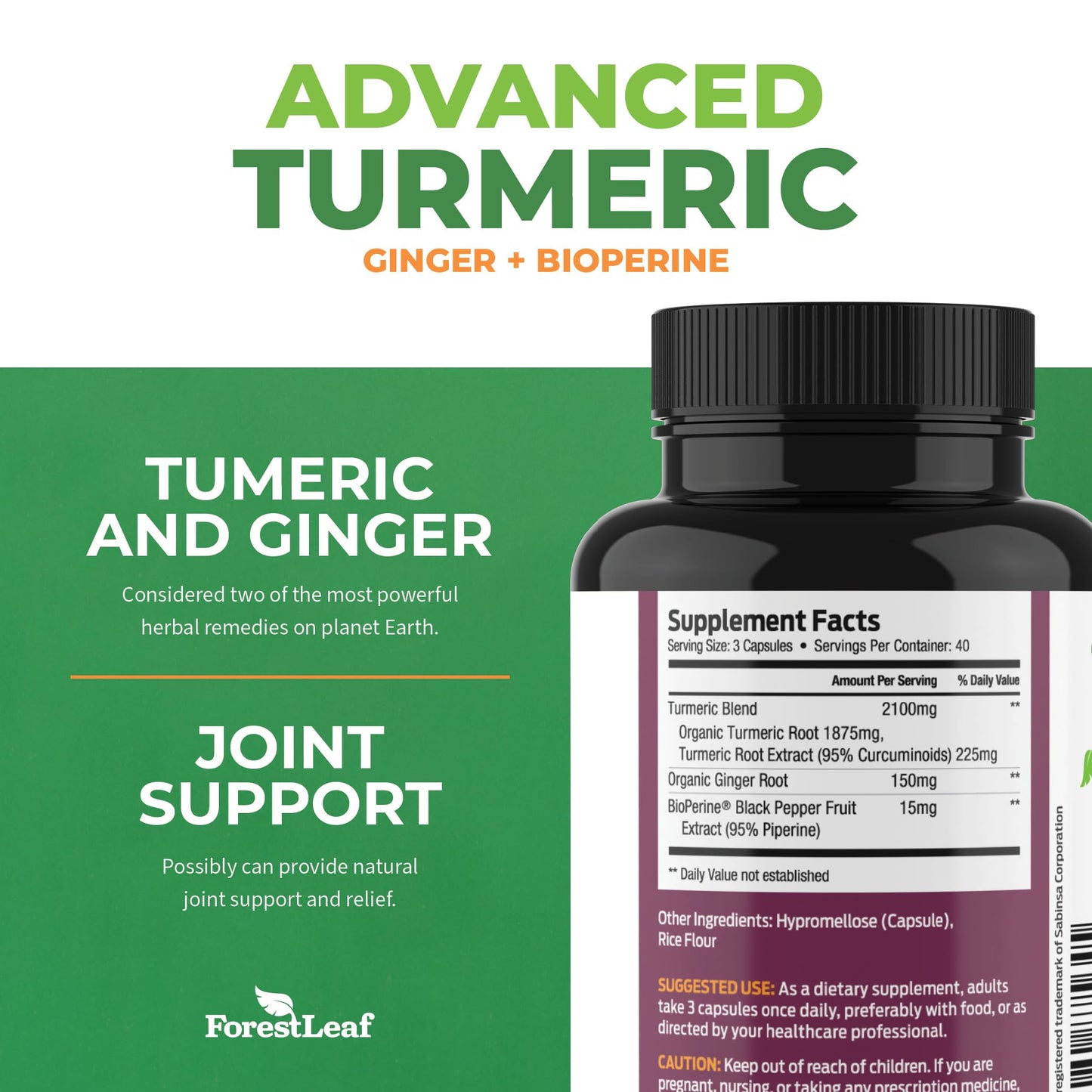 Organic Turmeric Supplement Extra Strength 2265mg - Turmeric Curcumin Supplement w/BioPerine Black Pepper - Tumeric and Ginger Supplements, 95% Curcuminoids, Supports Immune & Joint Health, 120 Caps