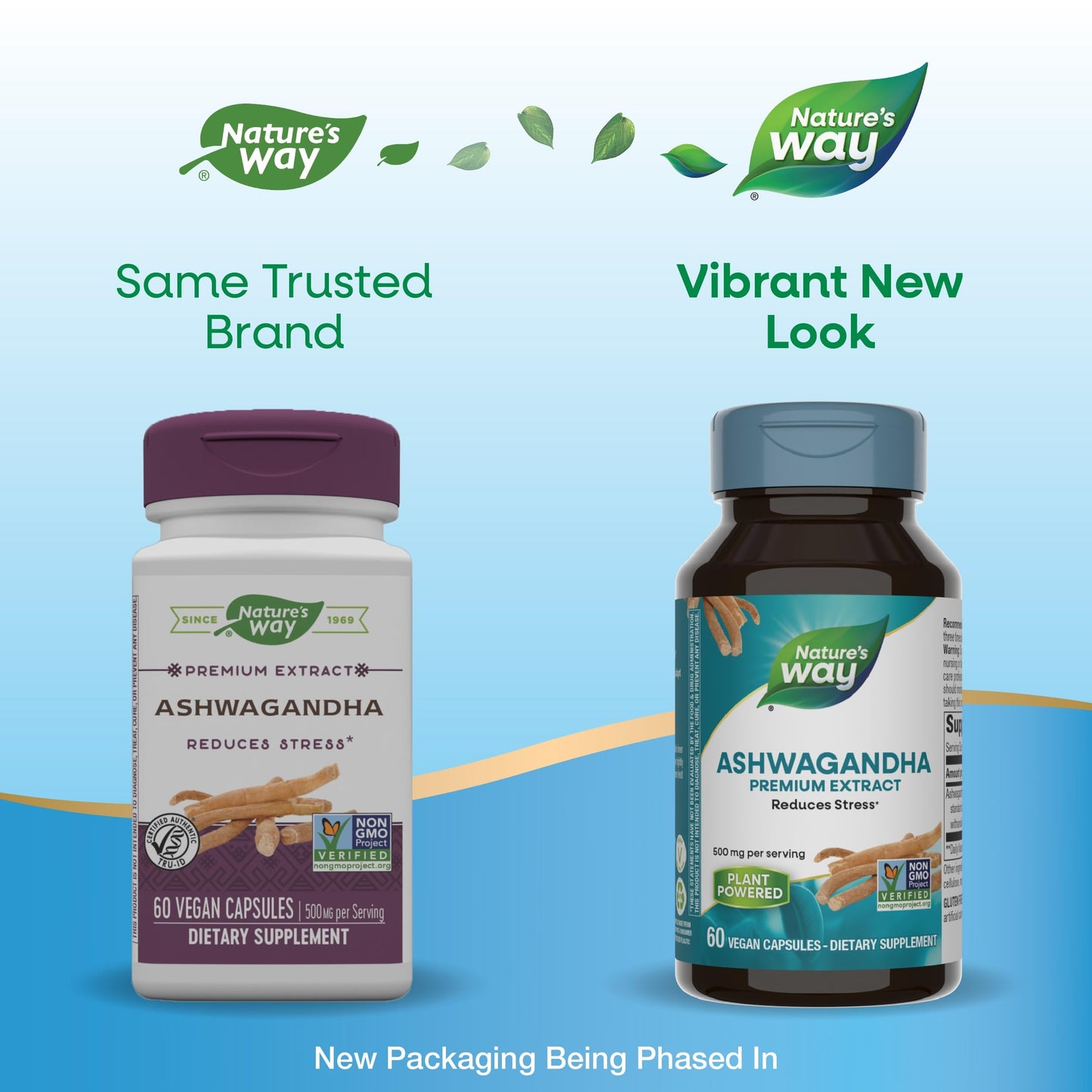 Nature's Way Ashwagandha, Reduces Stress*, Premium Extract, Adaptogenic*, Non-GMO Project Verified, Vegan, 60 Capsules (Packaging May Vary)