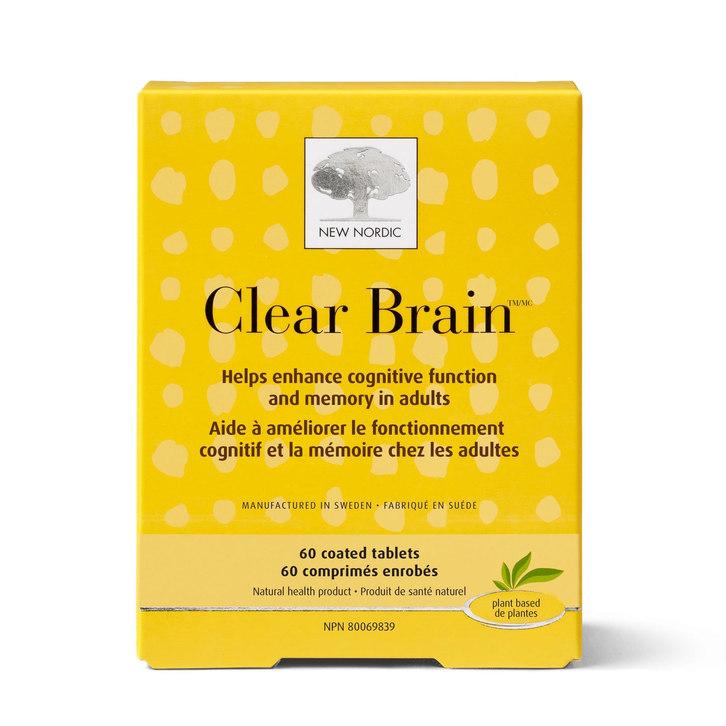 New Nordic Clear Brain Tablets, Supports Normal Cognitive Health and Memory, with Green Tea and Walnut, Swedish Made, 60 Count (Pack of 1)