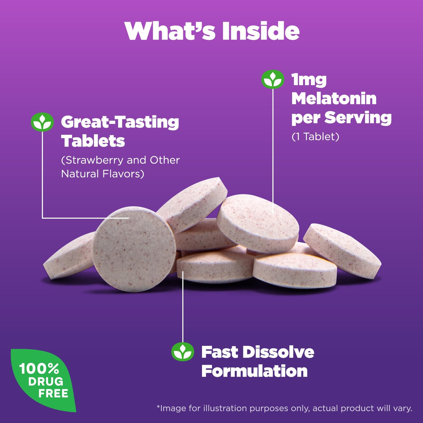 Natrol Fast Dissolve Melatonin 1 mg, Melatonin Supplements for Restful Sleep, Sleep Support for Adults, 90 Strawberry-Flavored Tablets, Up to a 90 Day Supply