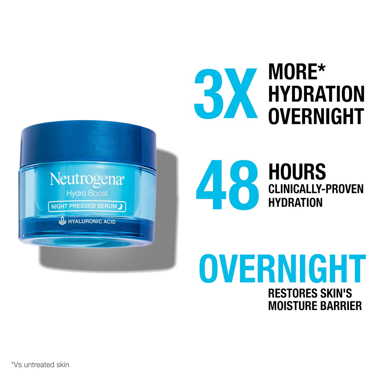 Neutrogena Hydro Boost Night Pressed Serum, Hyaluronic Acid Face Moisturizer for Normal to Extra Dry Skin, Delivers Overnight Hydration for Restored, Revitalized, Dewy Skin, 1.7 oz
