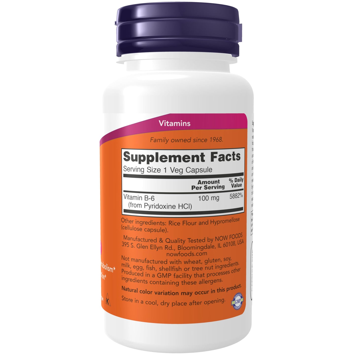 NOW Foods Supplements, Vitamin B-6 (Pyridoxine HCl) 100 mg, Cardiovascular Health*, 100 Veg Capsules